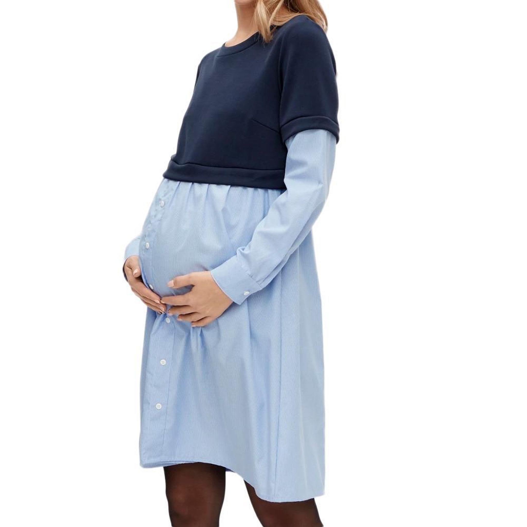 MAMALICIOUS Robe de Grossesse Marine Femme Mamalicious Vera. Coloris disponibles : Bleu