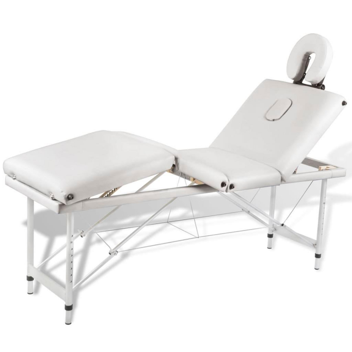 VIDAXL Table pliable de massage Blanc creme 4 zones au cadre aluminium
