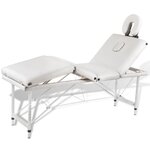VIDAXL Table pliable de massage Blanc creme 4 zones au cadre aluminium