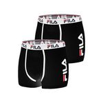 FILA Lot de 2 Boxers coton homme FU5040 Uni. Coloris disponibles : Noir