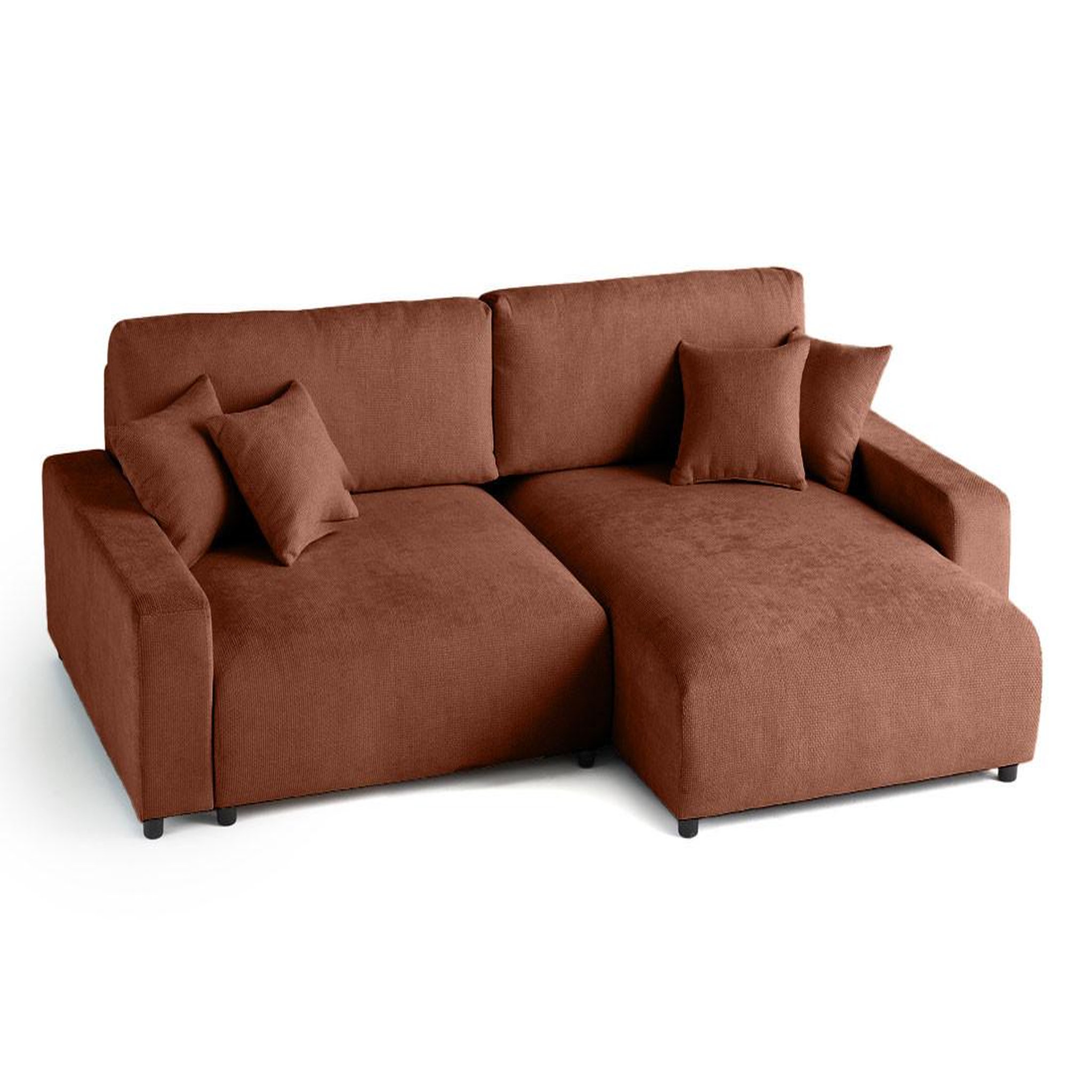 Voir la diapositive 2 : LISA DESIGN Pivoine - canapé d'angle réversible - 4 places - convertible avec coffre - en velours texturé