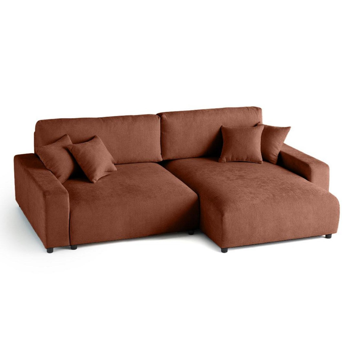 LISA DESIGN Pivoine - canapé d'angle réversible - 4 places - convertible avec coffre - en velours texturé