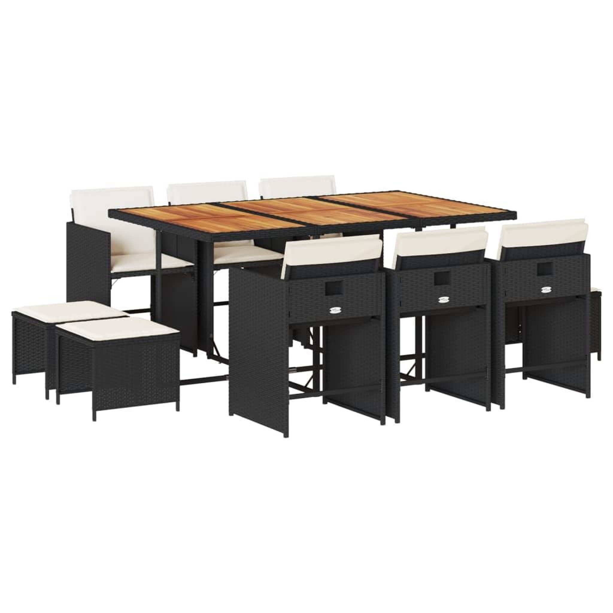 Voir la diapositive 2 : VIDAXL Ensemble a manger de jardin 11 pcs coussins noir resine tressee