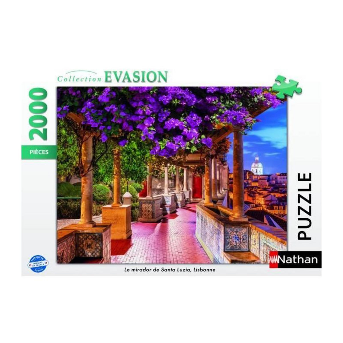 RAVENSBURGER Puzzle 2000 pieces Le mirador de Santa Luzia, Lisbonne, Adultes et enfants des 14 ans, Collection Évasion, 12001534, Nathan