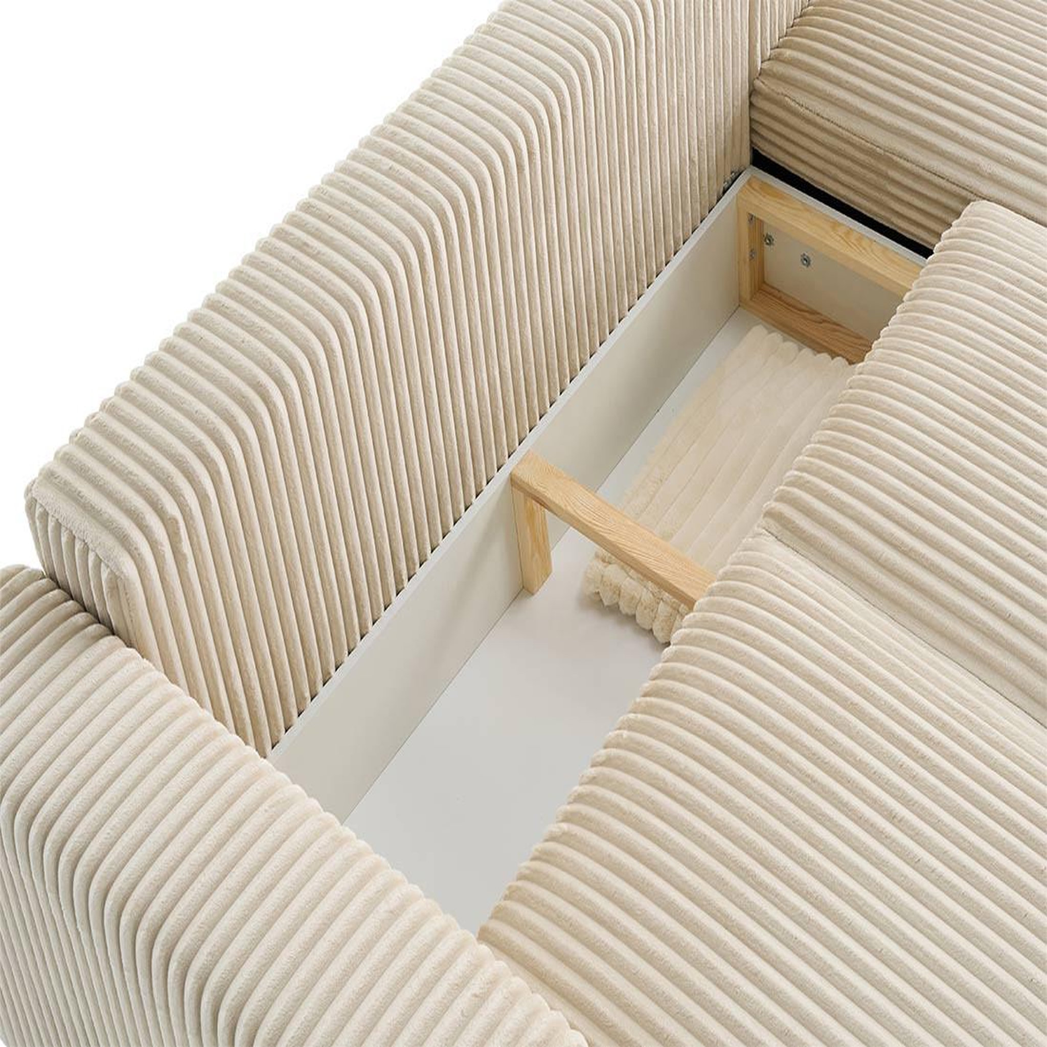 Voir la diapositive 3 : LISA DESIGN Livy - canapé d'angle réversible 4 places convertible avec coffre en velours côtelé grosses côtes