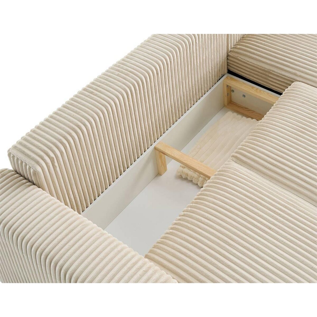 LISA DESIGN Livy - canapé d'angle réversible 4 places convertible avec coffre en velours côtelé grosses côtes