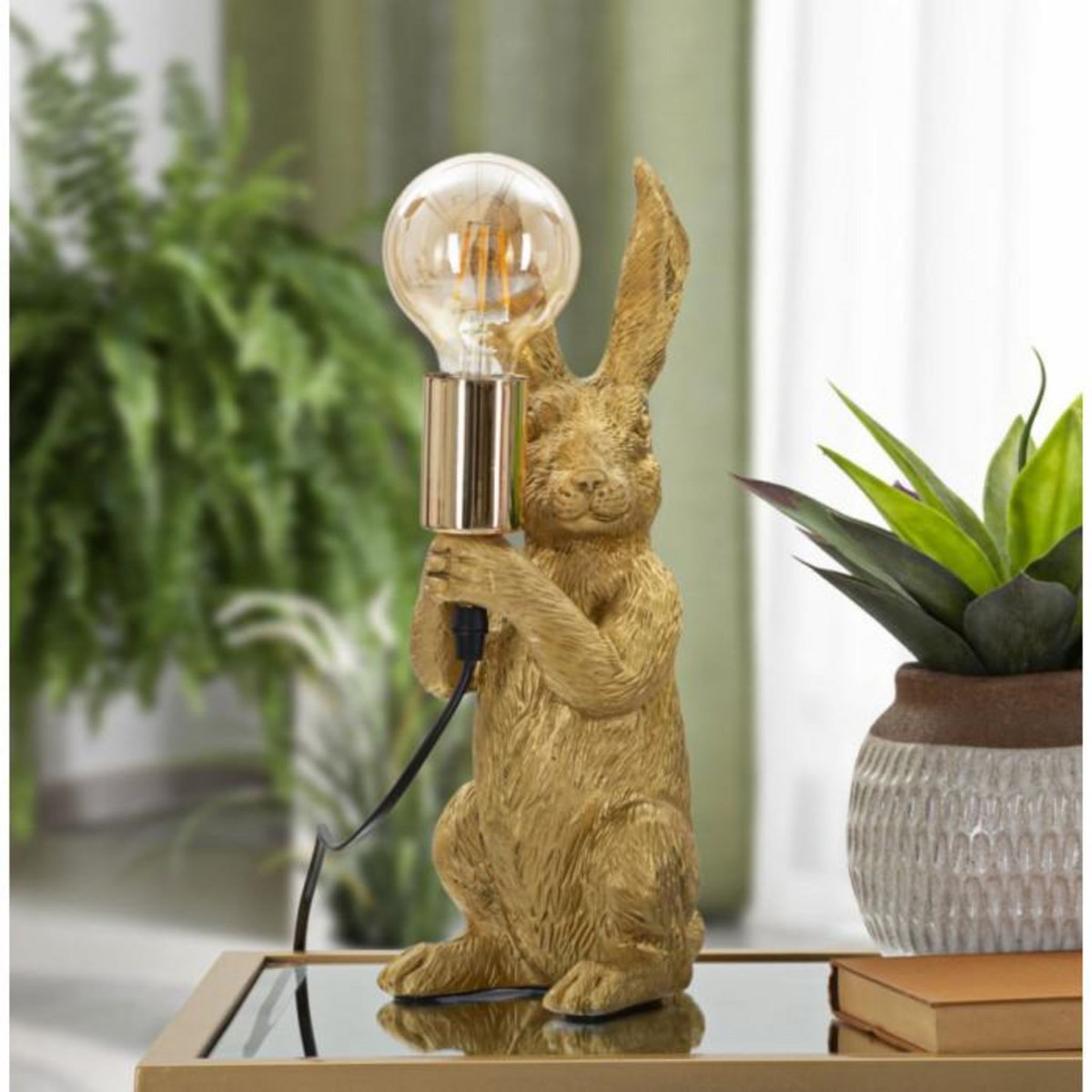 Paris Prix Lampe à Poser en Résine  Rabbit  35cm Or