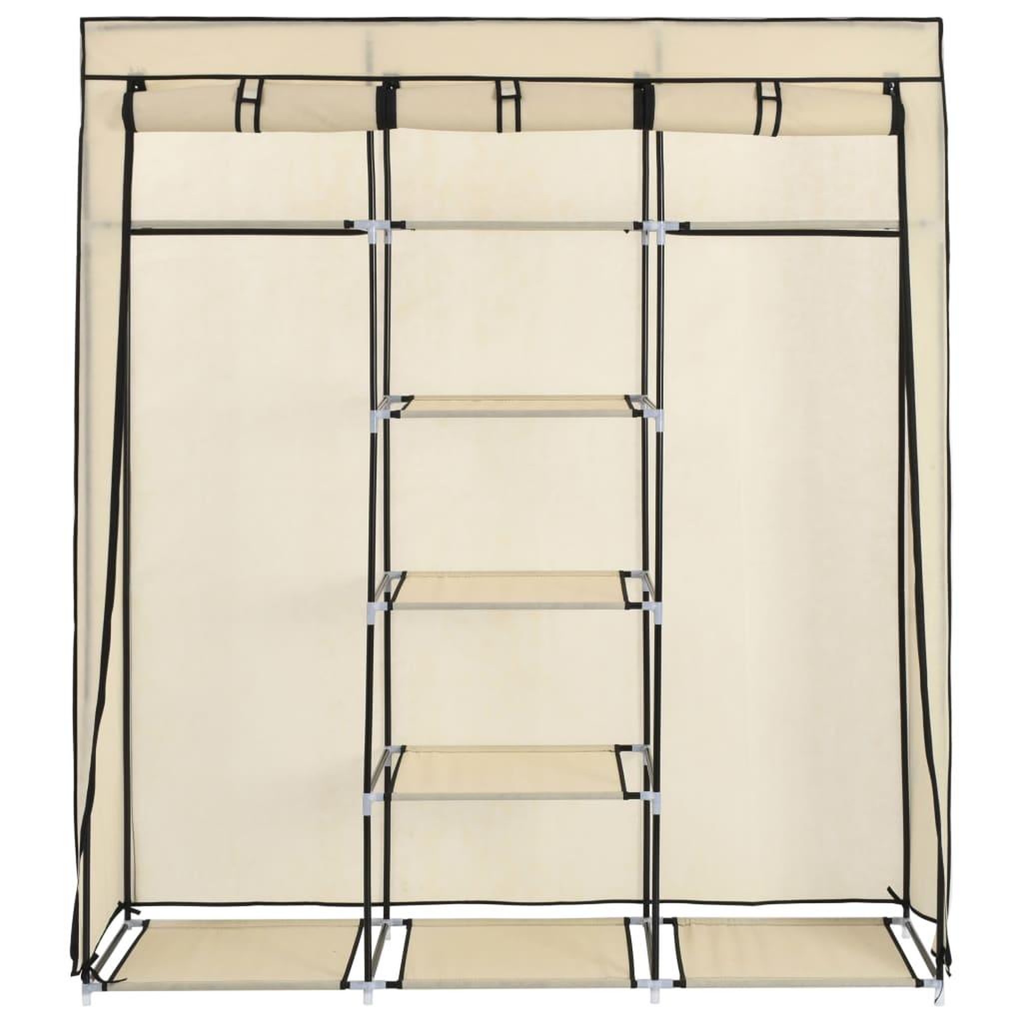 Voir la diapositive 5 : VIDAXL Armoire avec compartiments et barres Creme 150x45x175 cm Tissu