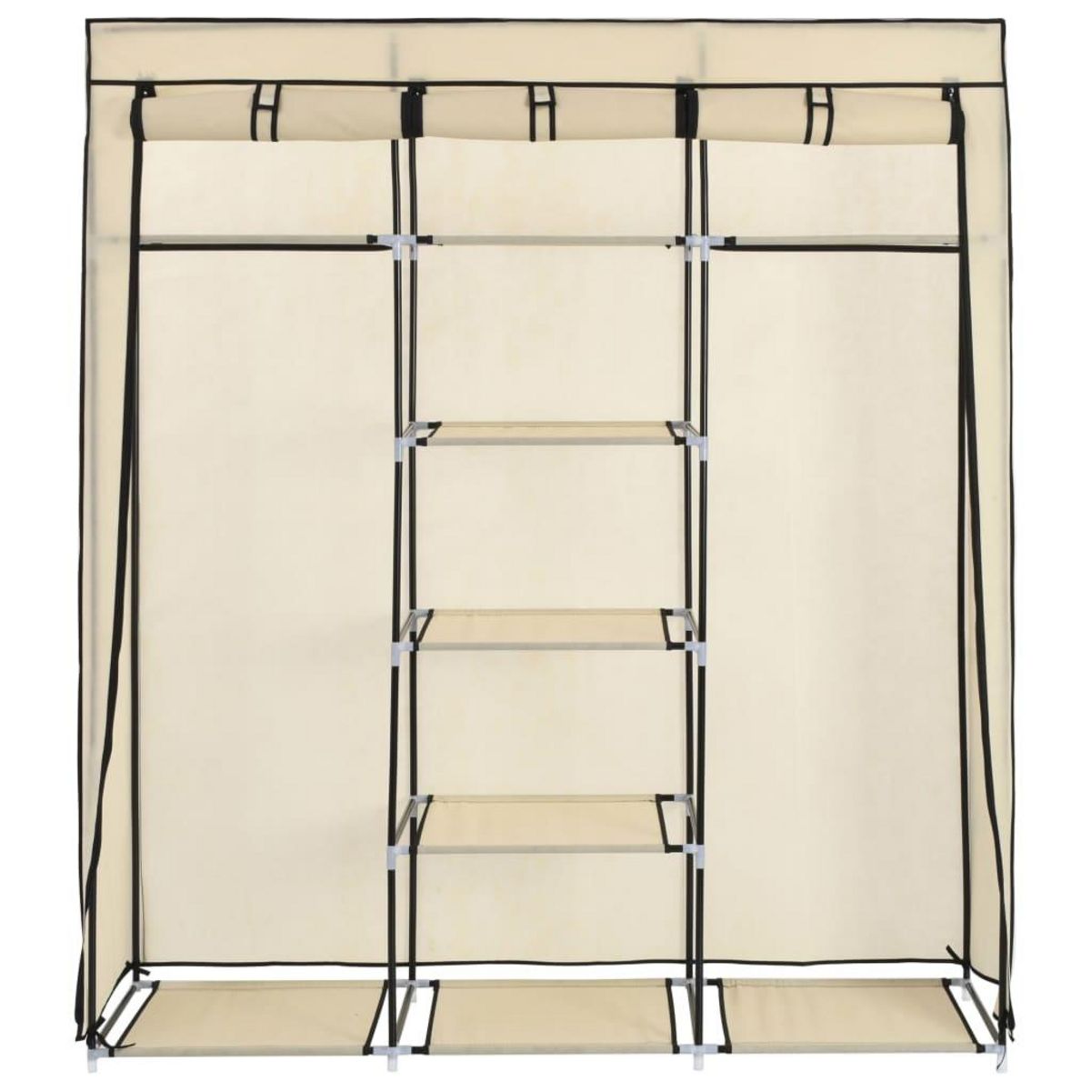 VIDAXL Armoire avec compartiments et barres Creme 150x45x175 cm Tissu