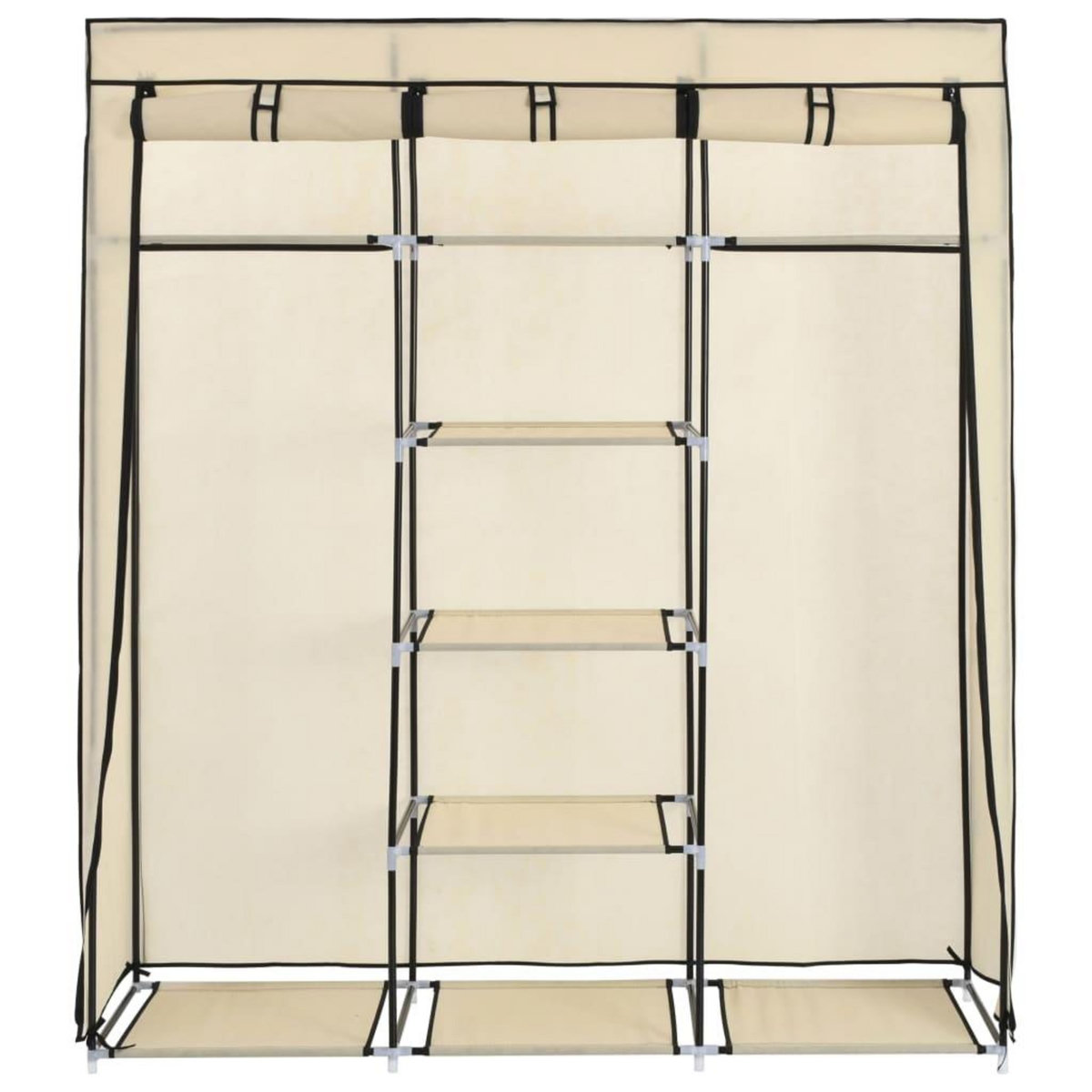 VIDAXL Armoire avec compartiments et barres Creme 150x45x175 cm Tissu