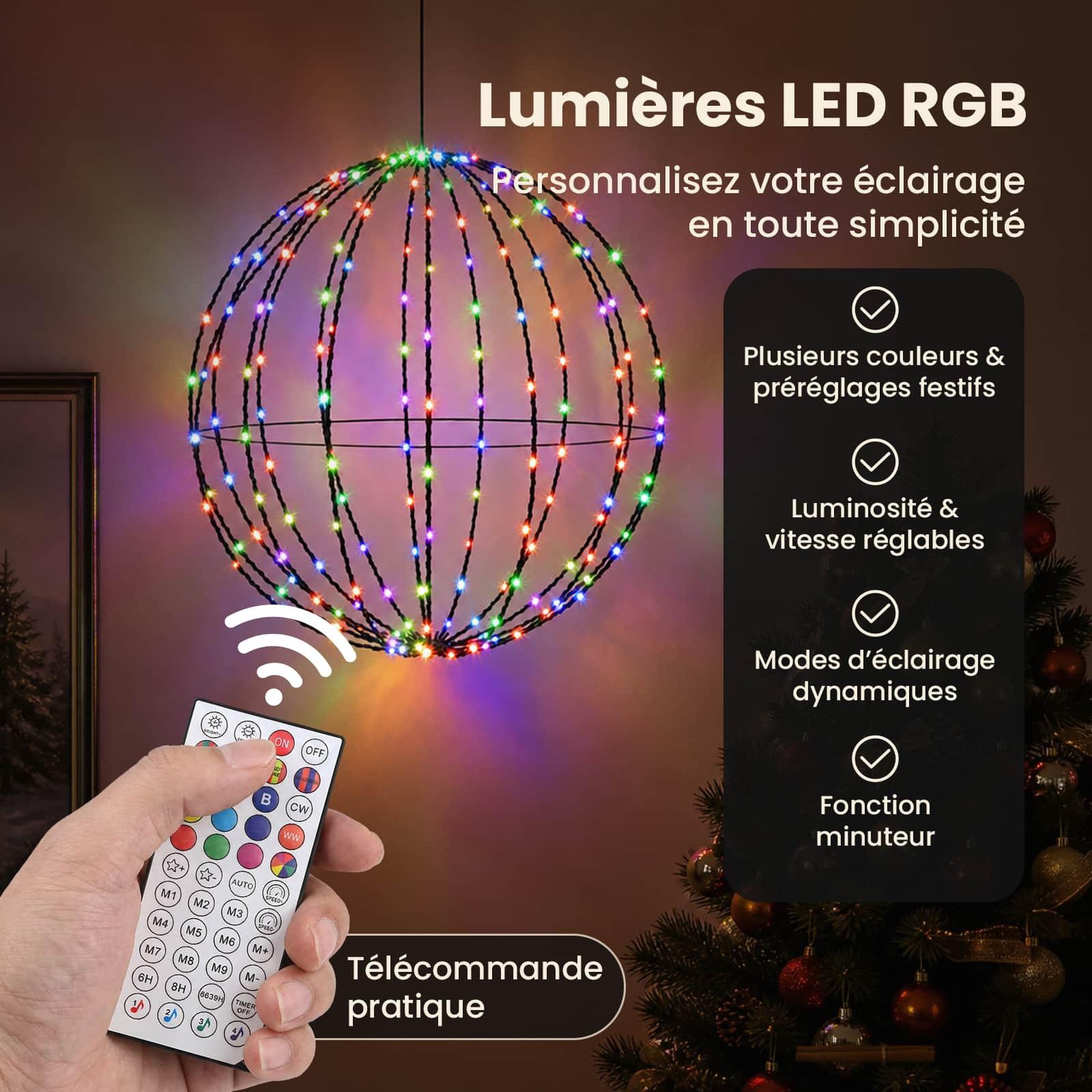 Voir la diapositive 4 : VIDAXL Fleuron lumineux de Noël 120 LED RGB Diametre 40 x 42 cm