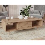 BEST MOBILIER Diego - table basse - effet bois - 2 niches - 120 cm. Coloris disponibles : Marron