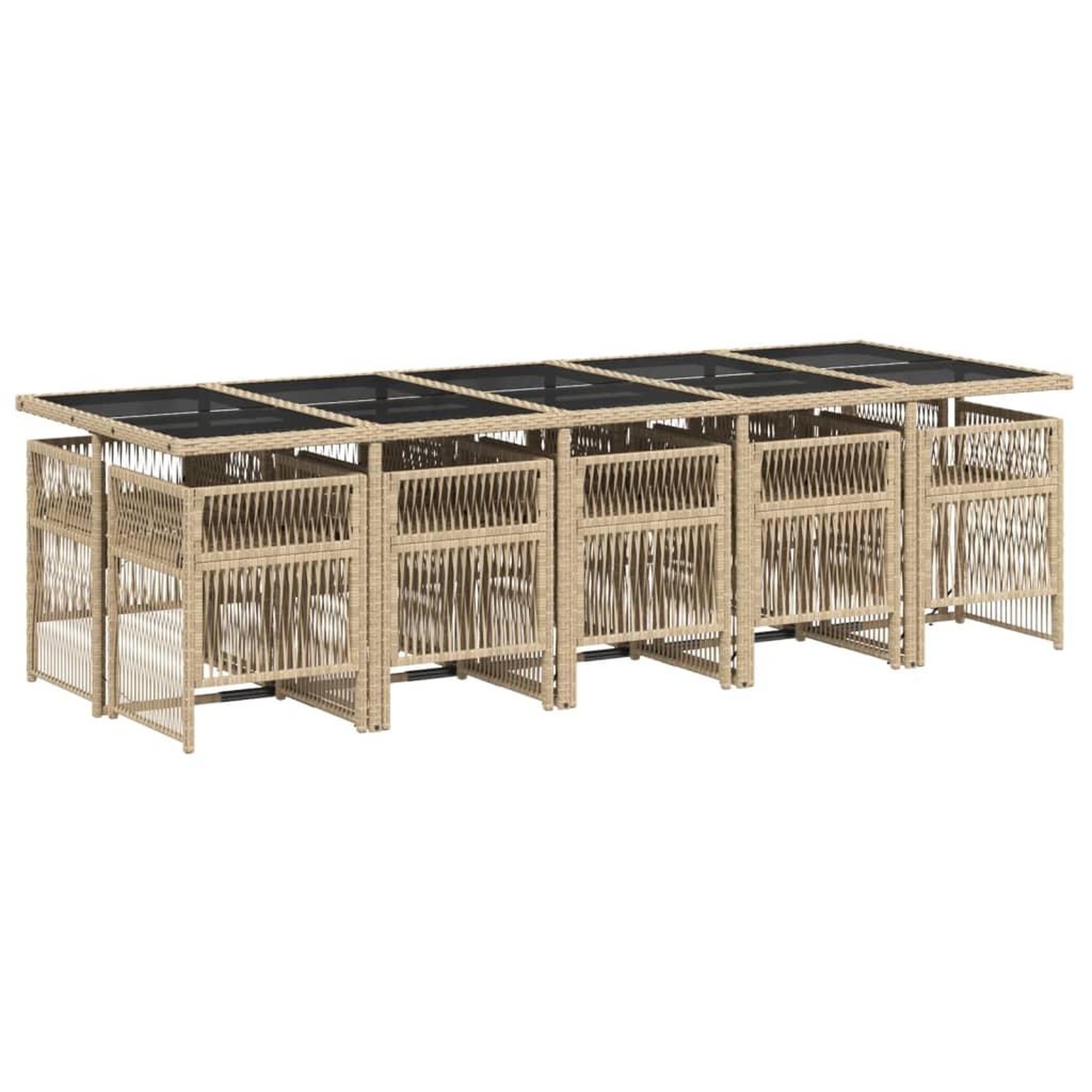 Voir la diapositive 3 : VIDAXL Ensemble a manger de jardin et coussins 11 pcs melange beige