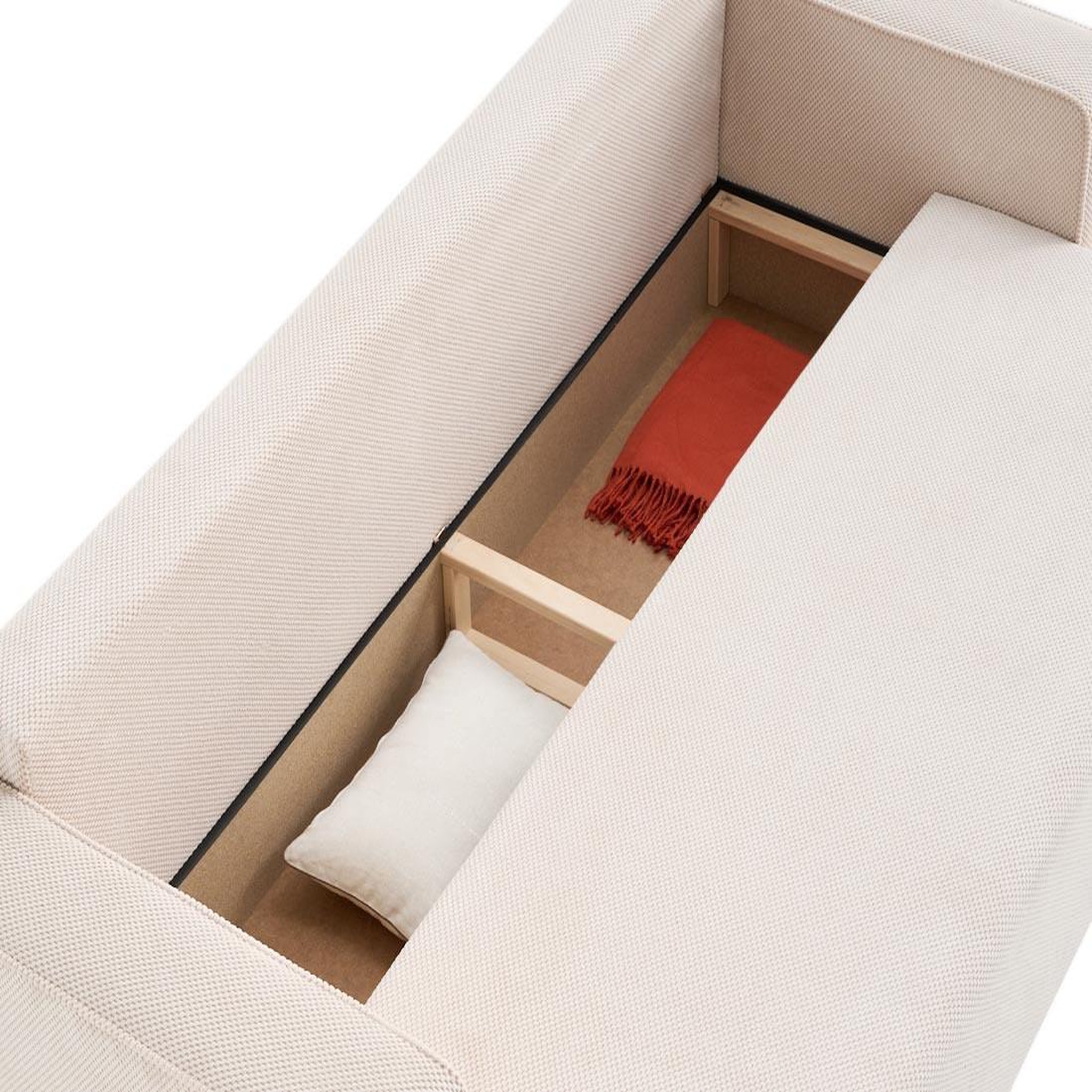 Voir la diapositive 3 : BEST MOBILIER Topaze - canapé droit 3 places convertible avec coffre en velours texturé