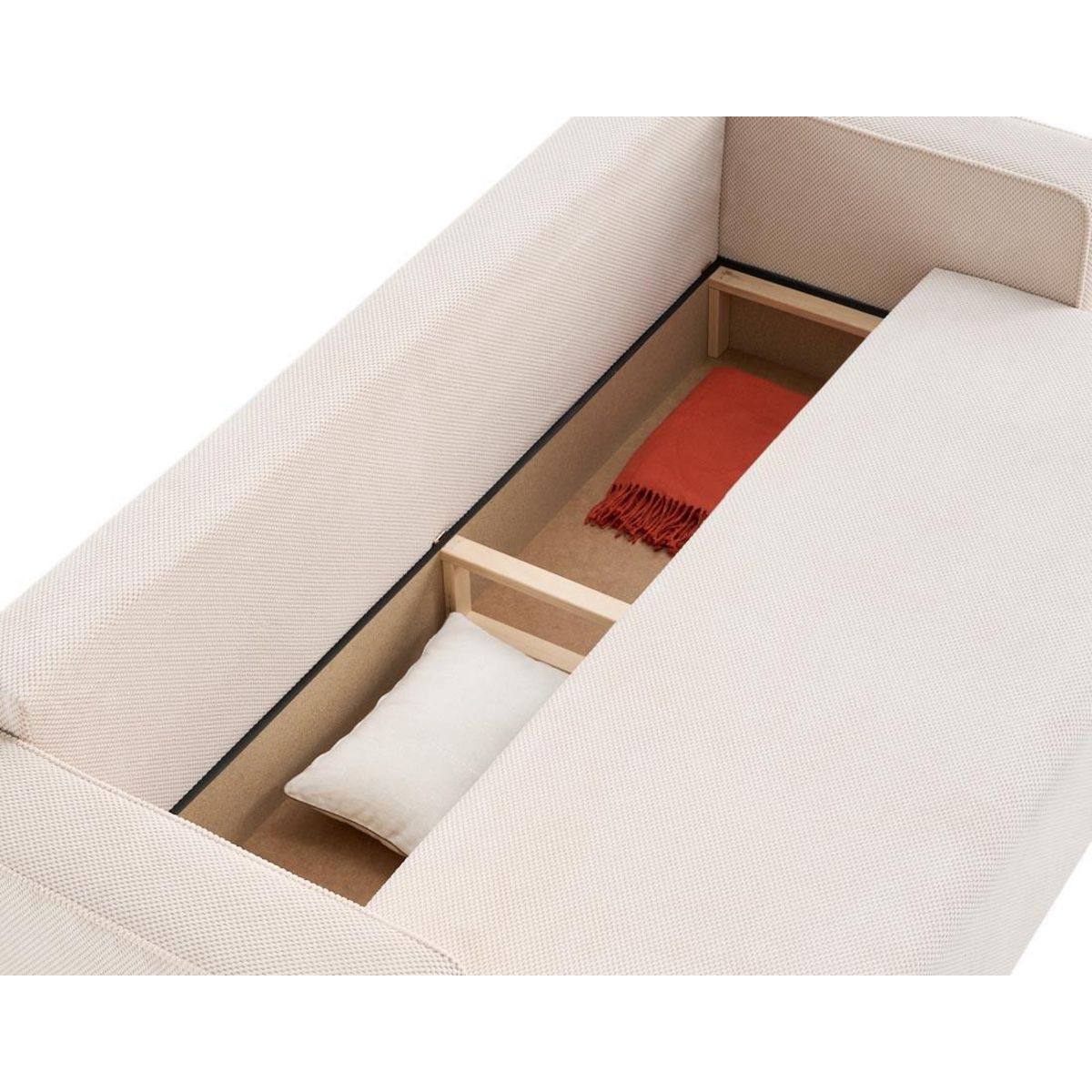 BEST MOBILIER Topaze - canapé droit 3 places convertible avec coffre en velours texturé