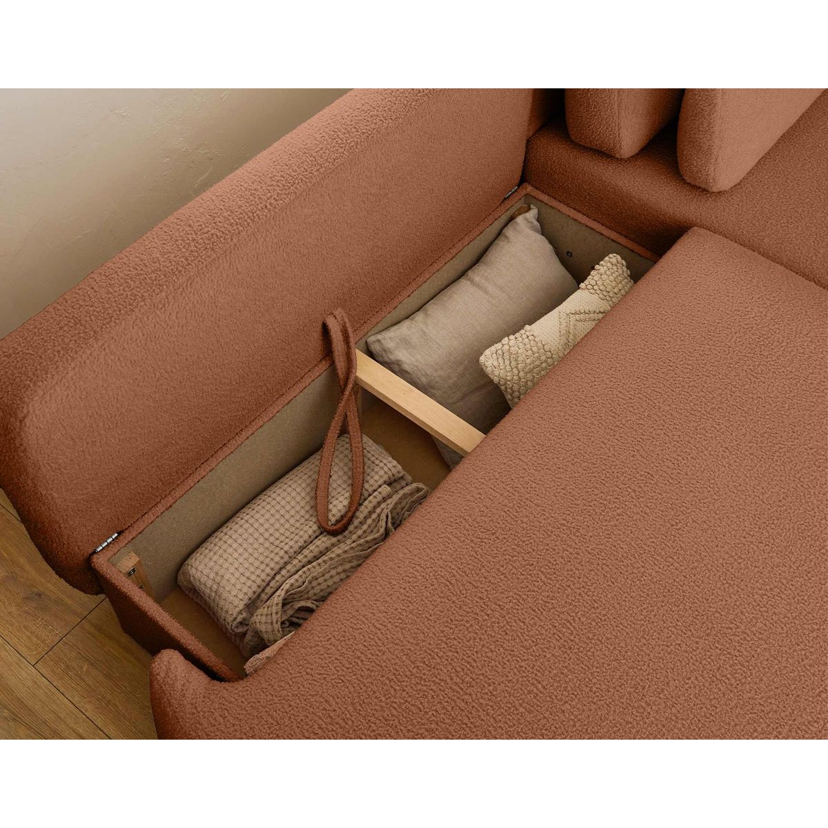 LISA DESIGN Mahina - canapé d'angle droit - 4 places - convertible avec coffre - en tissu bouclette