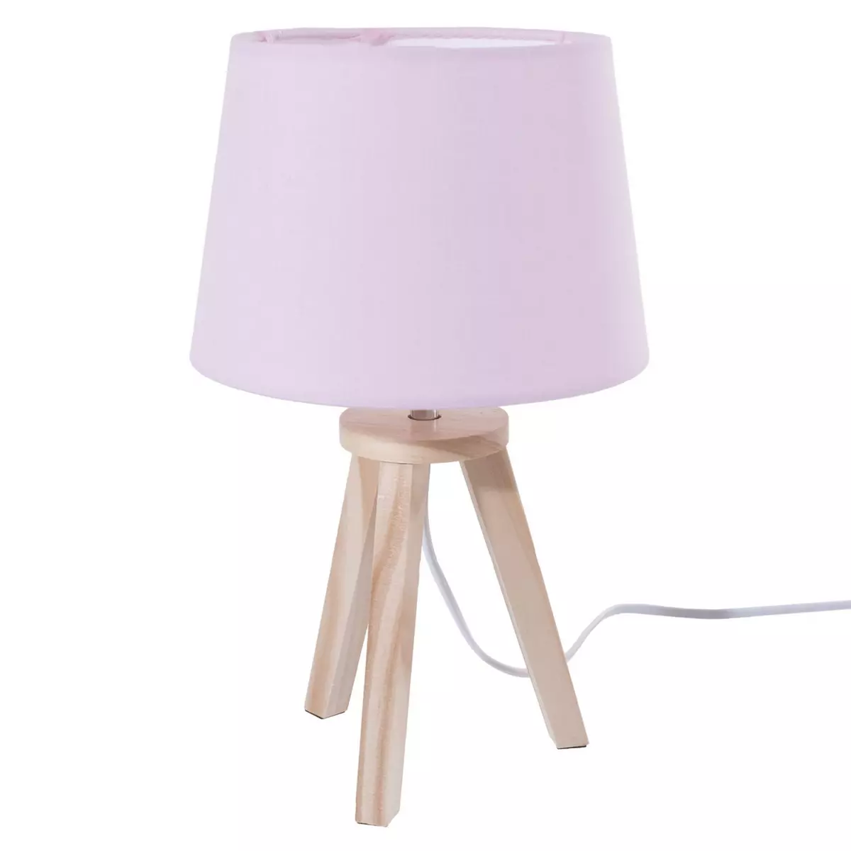 ATMOSPHERA Lampe de chevet en bois sur 3 pieds - H. 30,5 cm  - Rose