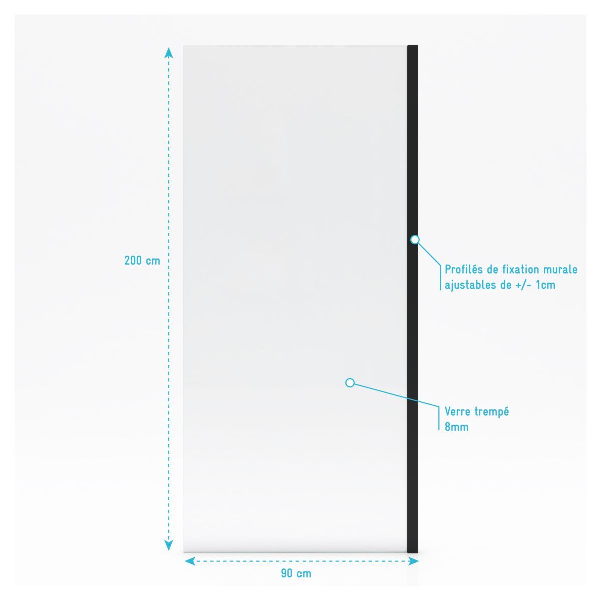 Paroi de douche ROLLING BLACK SIDE 90 / RETOUR 90