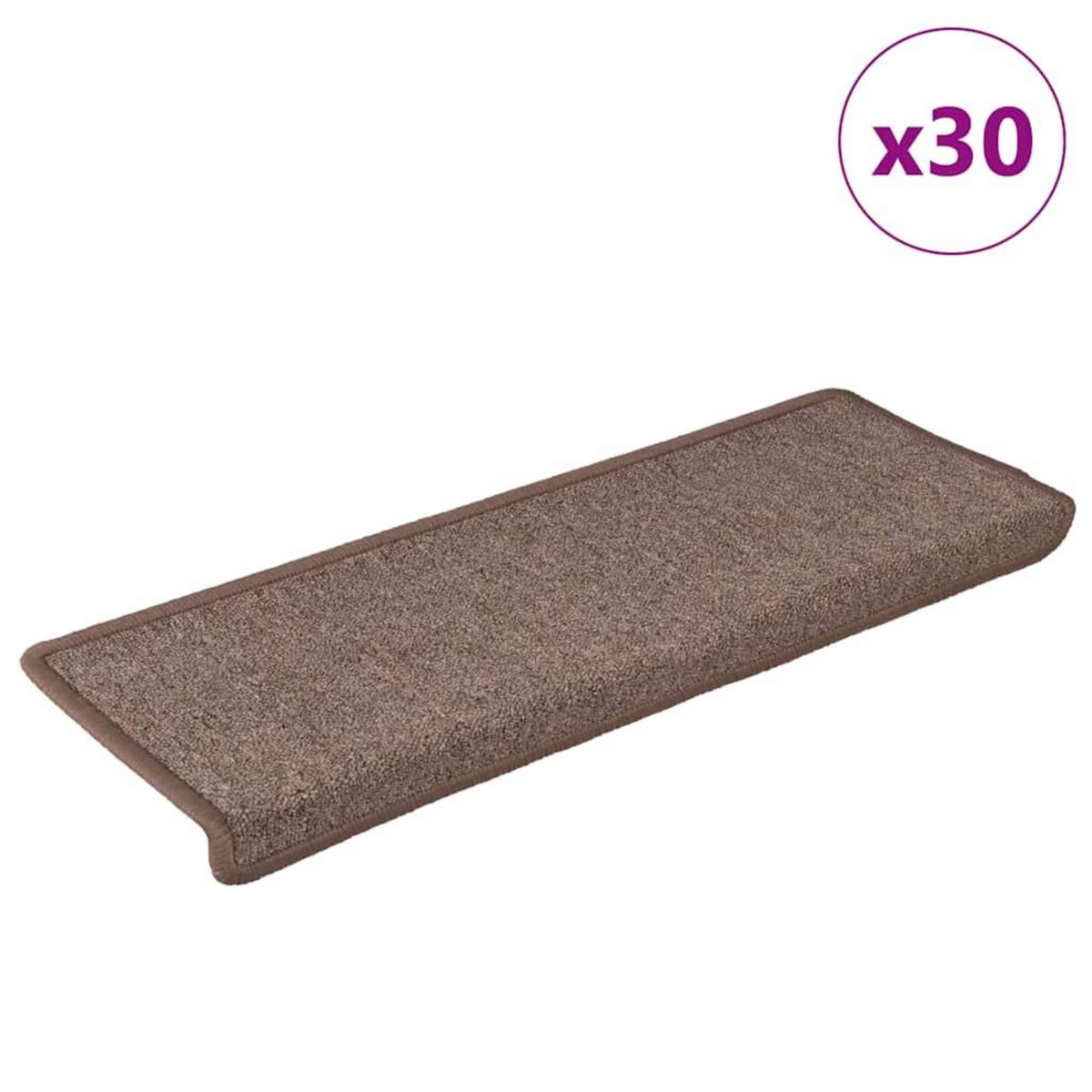 VIDAXL Tapis d'escalier 30 pcs 65x21x4 cm Marron