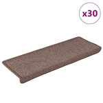 VIDAXL Tapis d'escalier 30 pcs 65x21x4 cm Marron