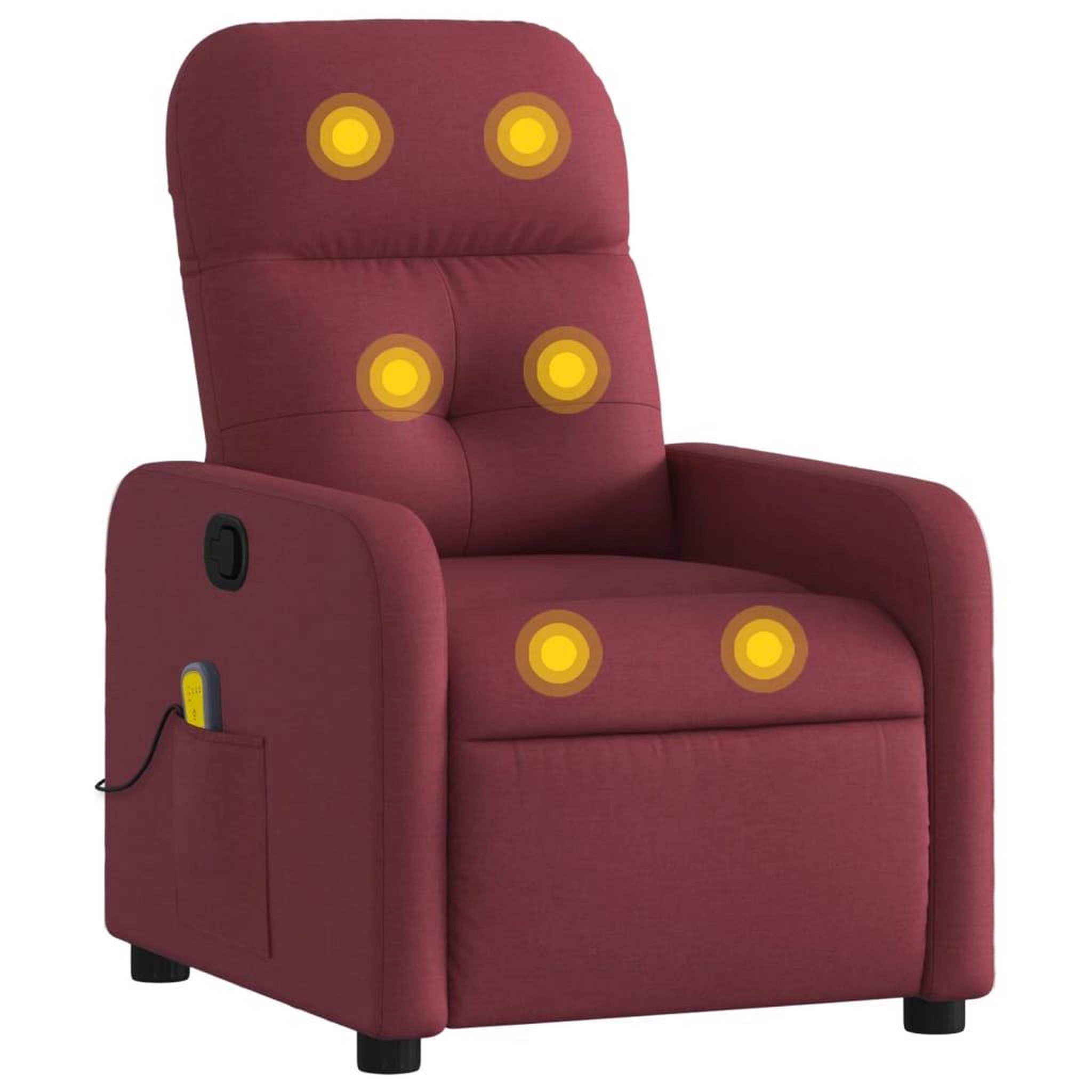 Voir la diapositive 2 : VIDAXL Fauteuil de massage inclinable Rouge bordeaux Tissu