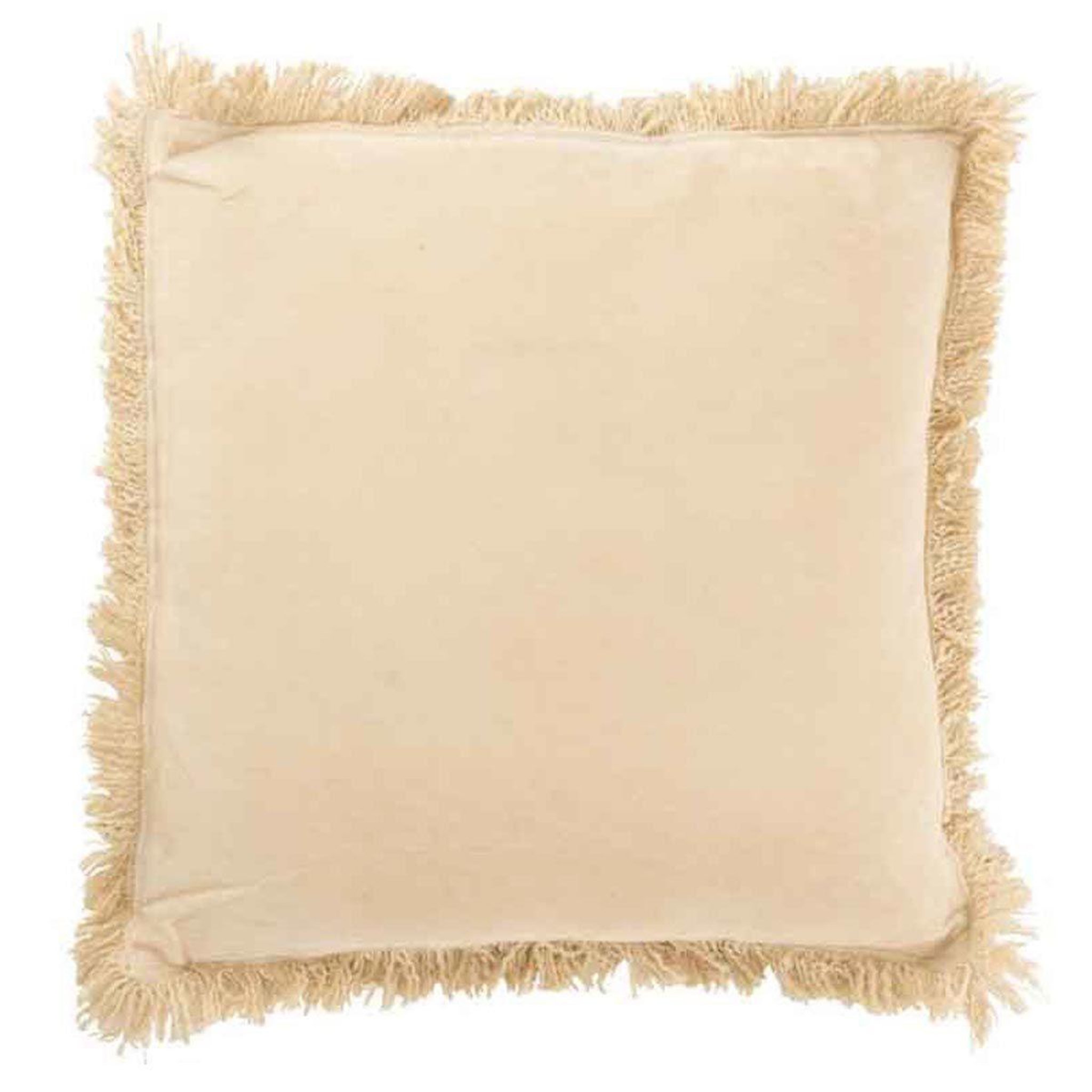 Voir la diapositive 1 : J-LINE Coussin déco  franges velours  45x45cm beige