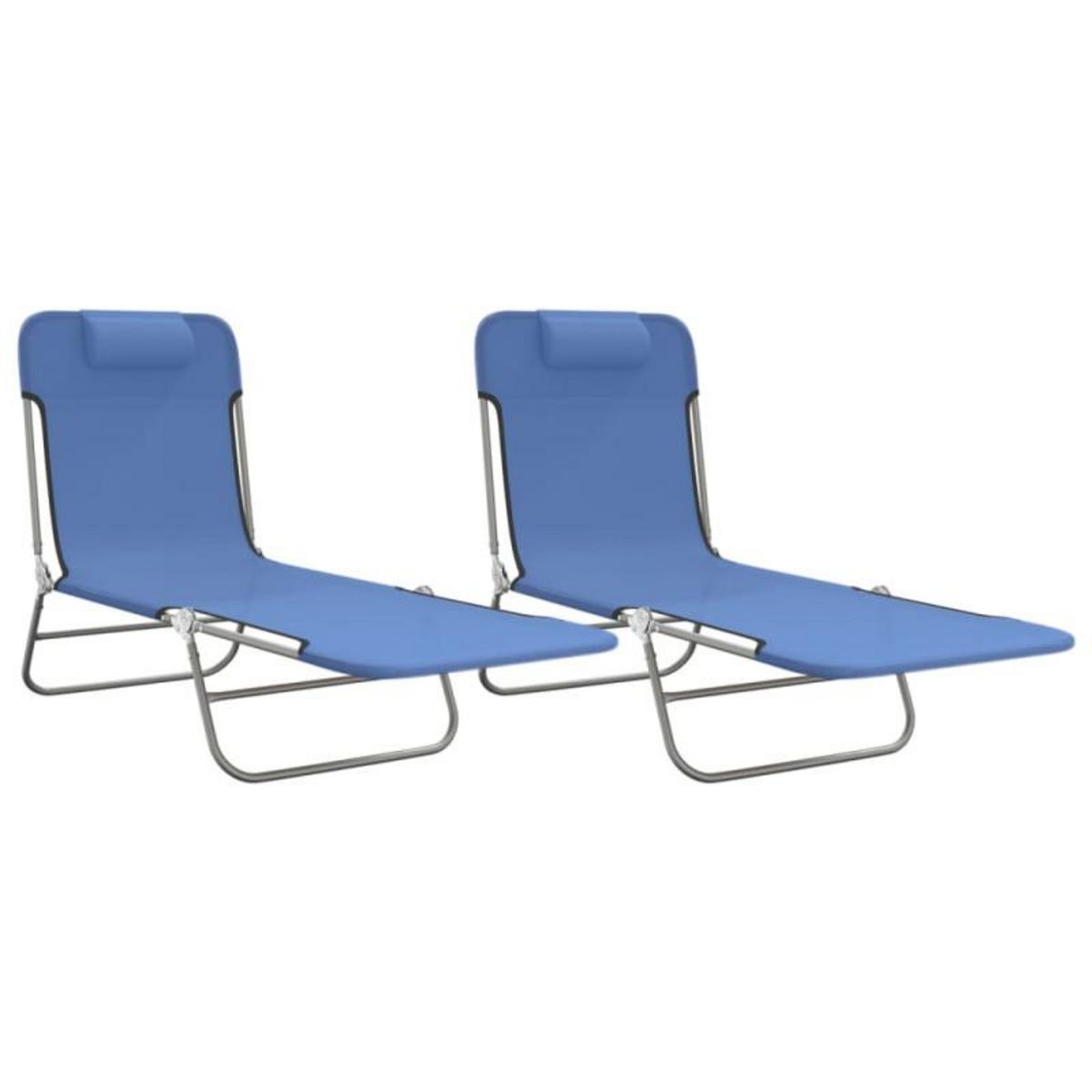 VIDAXL Chaises longues pliables lot de 2 bleu textilène et acier