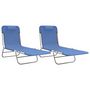 Voir la diapositive 2 : VIDAXL Chaises longues pliables lot de 2 bleu textilène et acier