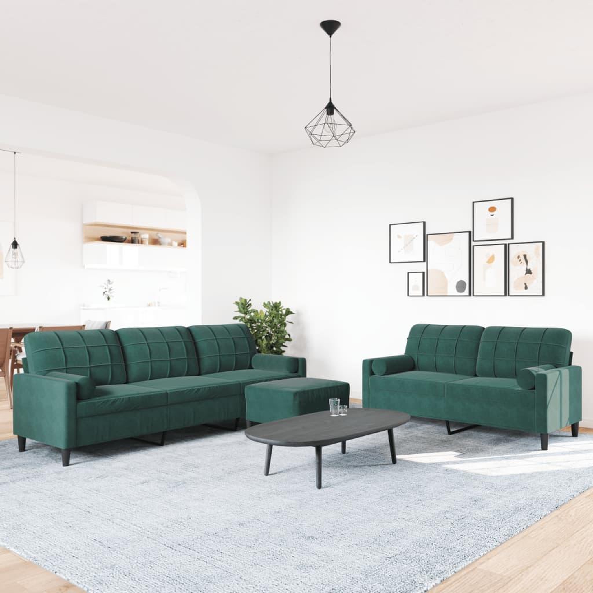 Voir la diapositive 3 : VIDAXL Ensemble de canapes 3 pcs avec coussins et traversins velours