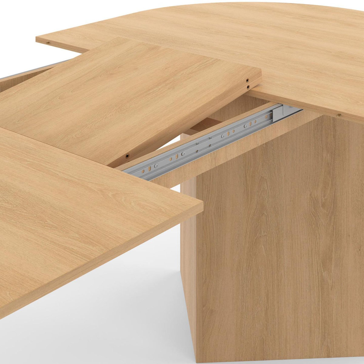 ID MARKET Table à manger extensible ovale MARTHE 6 -10 personnes bois façon hêtre 160-200 cm