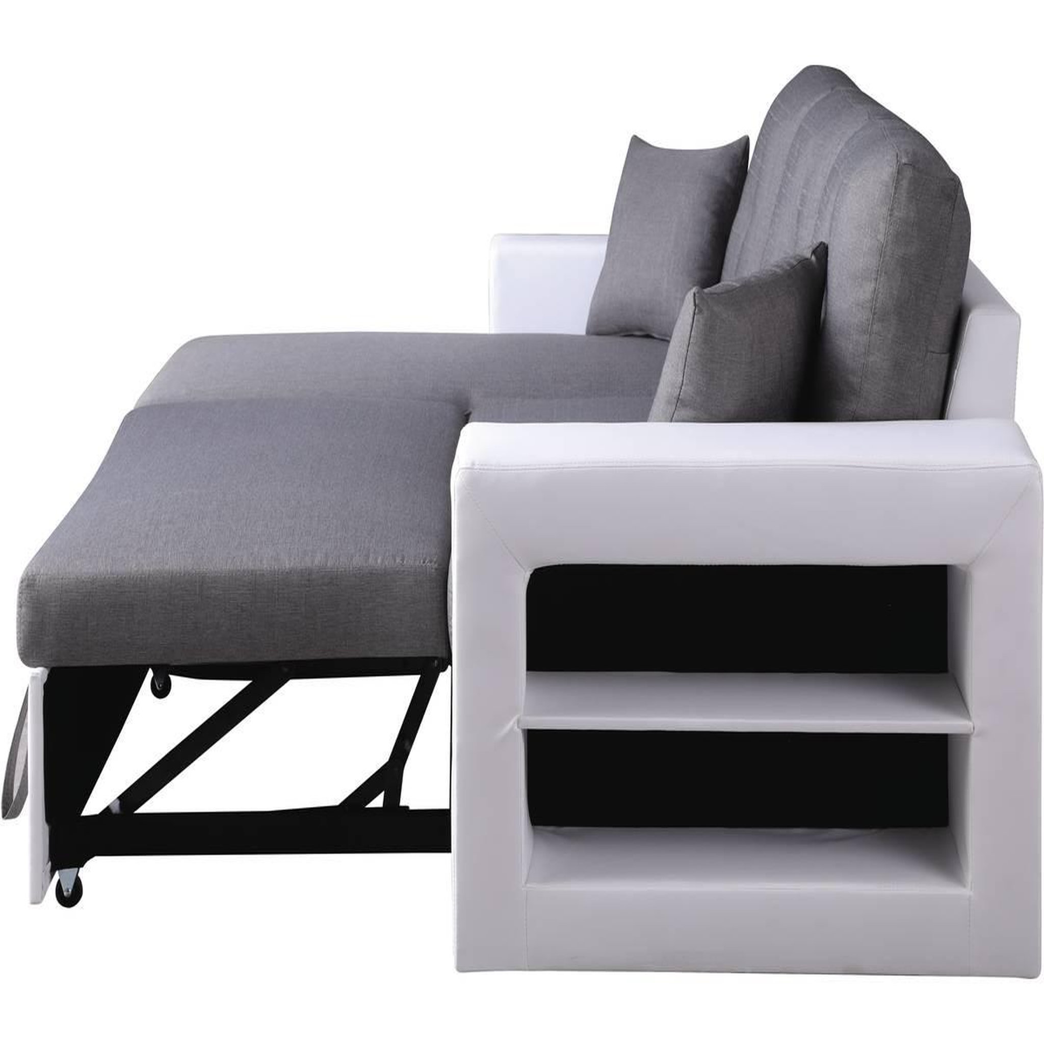 Voir la diapositive 4 : Habitat et Jardin Canapé d'angle convertible/réversible  axel  - 3 places - blanc/gris