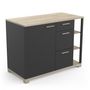 Voir la diapositive 6 : Meuble de cuisine bas 1 porte 3  tiroirs 3 niches style industriel L120cm MARKET