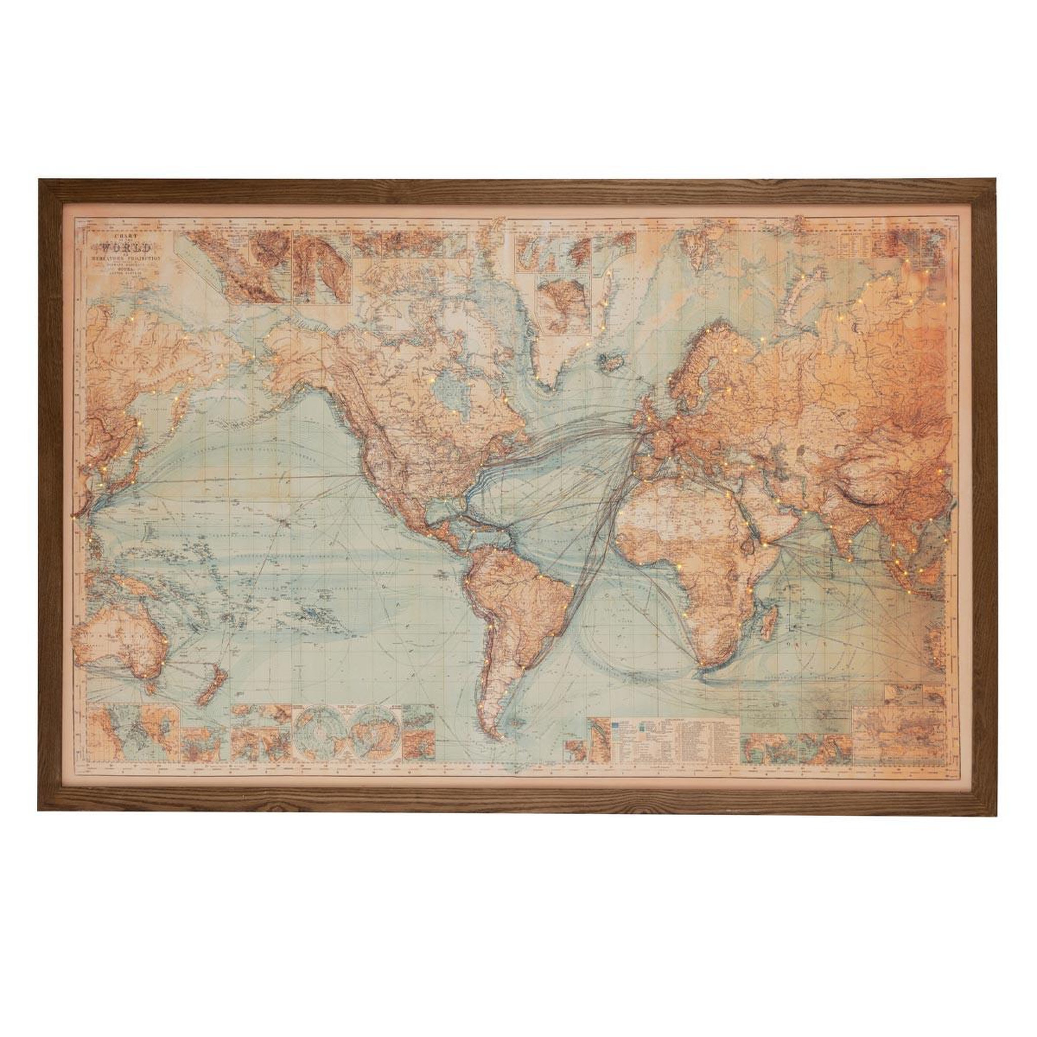 J-LINE Tableau carte du monde  led  116x175cm marron