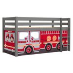 Paris Prix Lit Enfant Surélevé  Pino Fire Truck  90x200cm Gris
