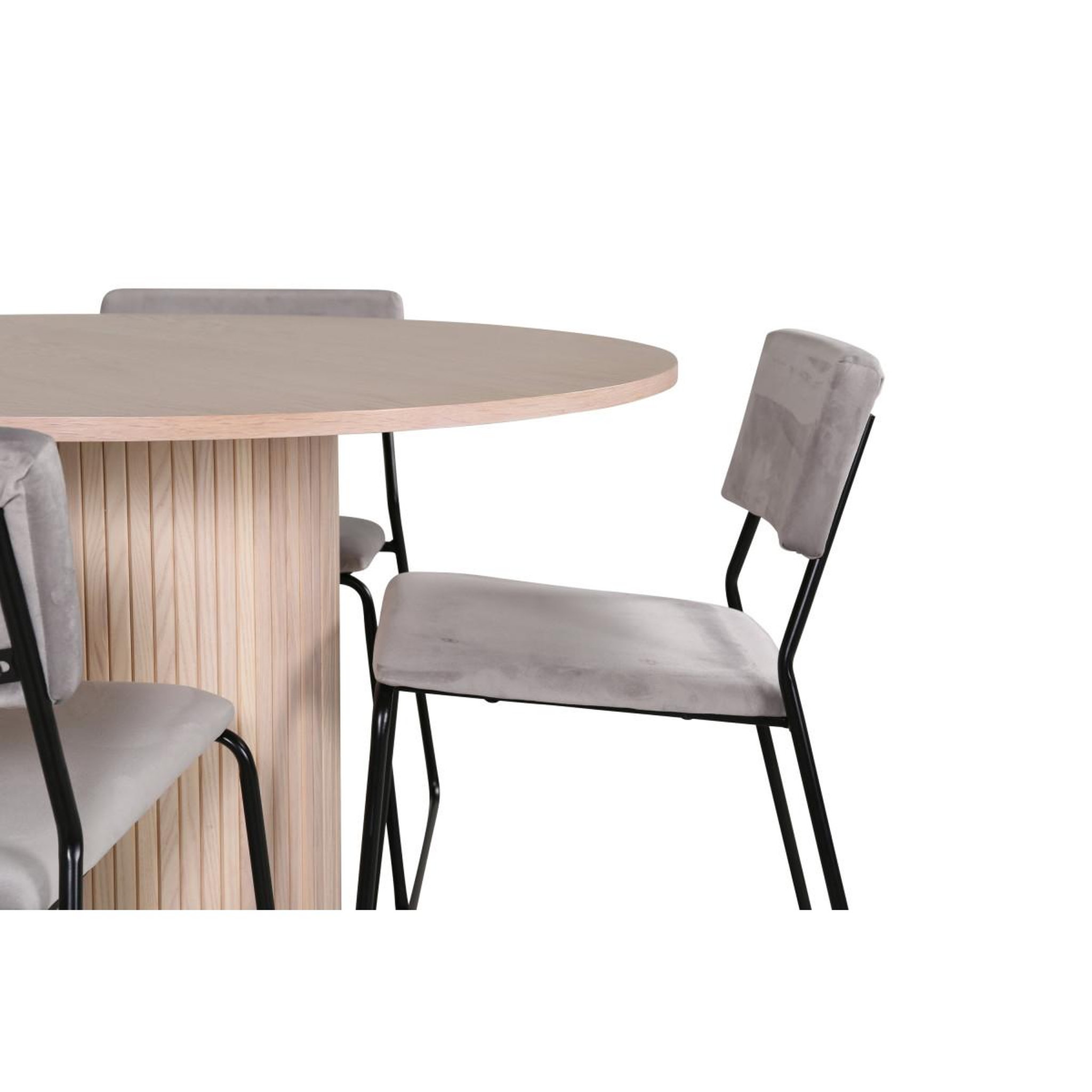 Voir la diapositive 3 : Paris Prix Ensemble table à manger & 4 chaises  bianca & kenth  110cm naturel & gris