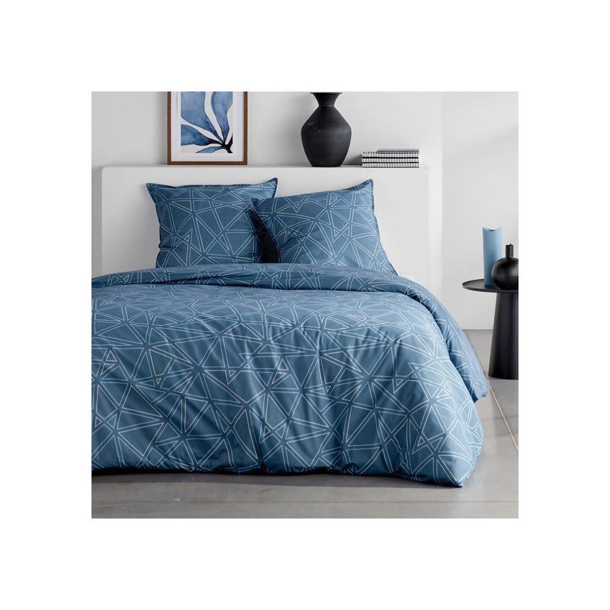 Today Parure de couette en coton imprimé sunshine 140 x 200 cm, taie 63 x 63 cm, pour 1 personne, fermeture boutonnée, passants (pass-mains)