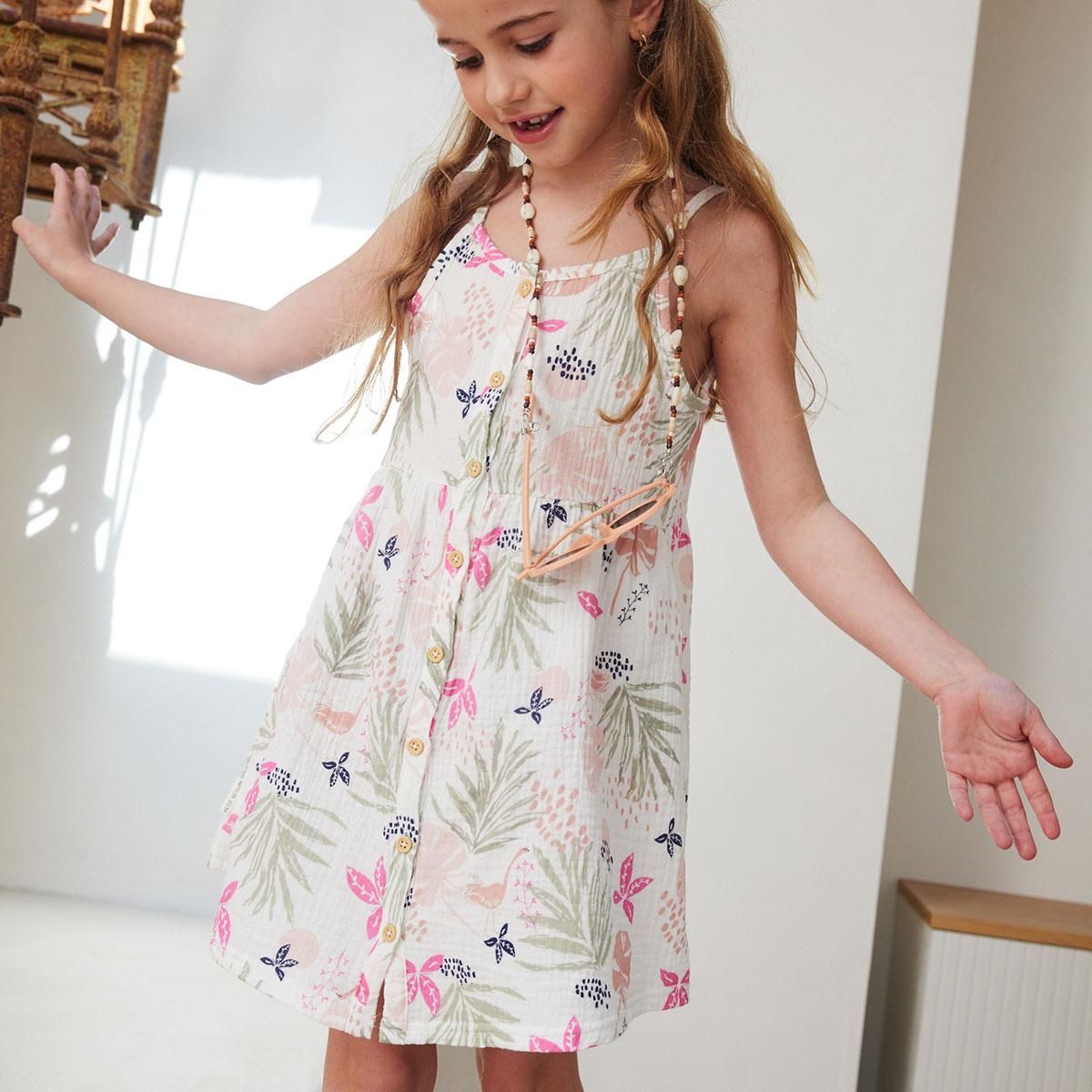 Petit Béguin Robe enfant en gaze de coton Calipso