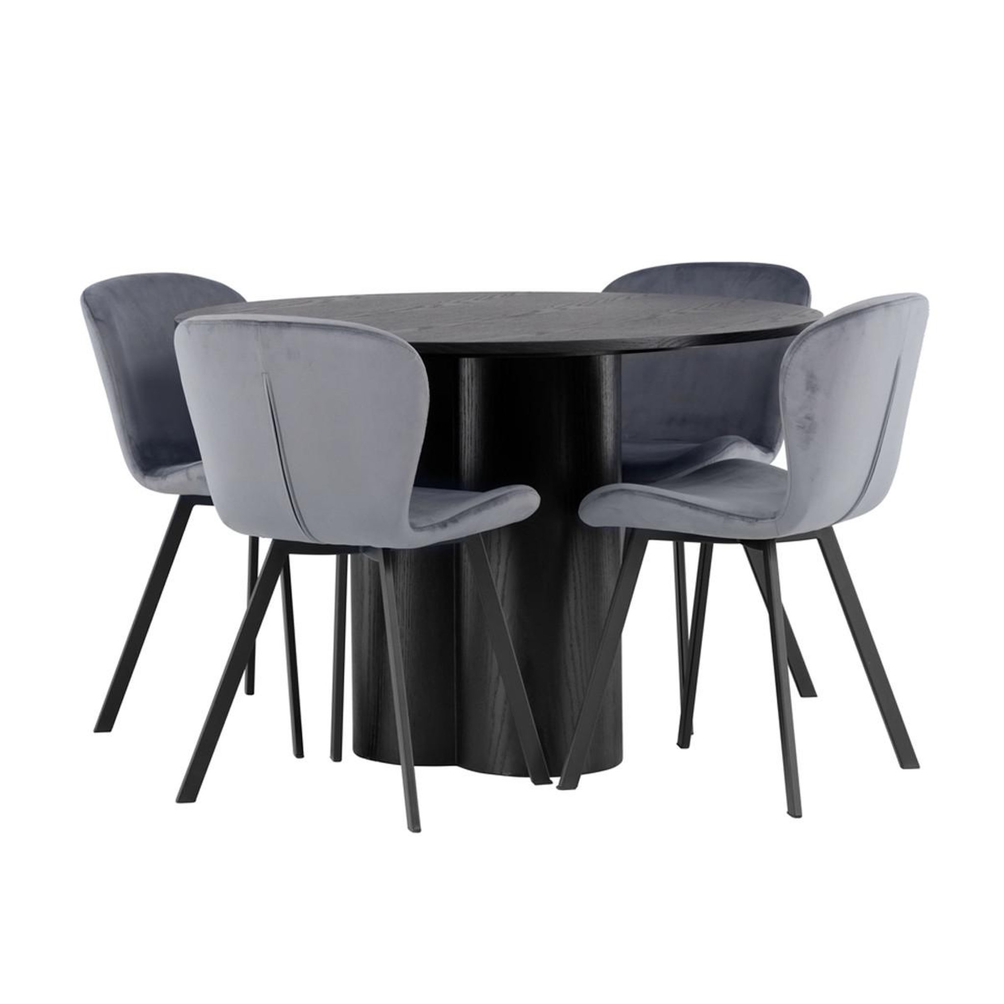 Paris Prix Ensemble table à manger & 4 chaises  olivia & lilja  110cm noir & gris