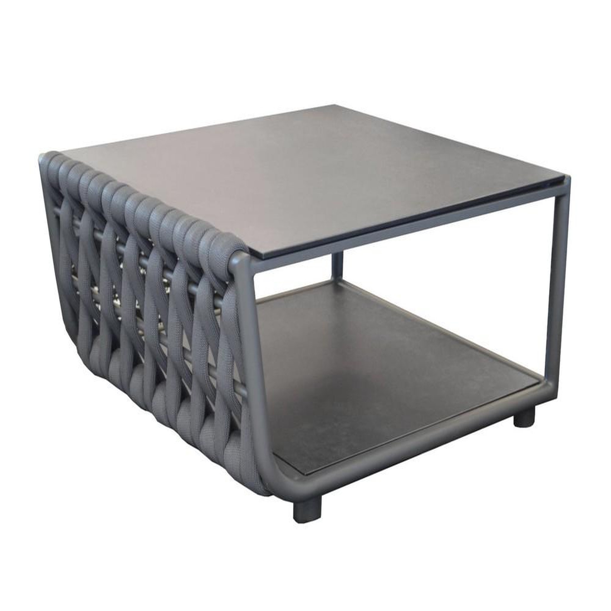 Proloisirs Table basse de jardin rectangulaire Hug alu tresse/veree+ceramique - anthracite