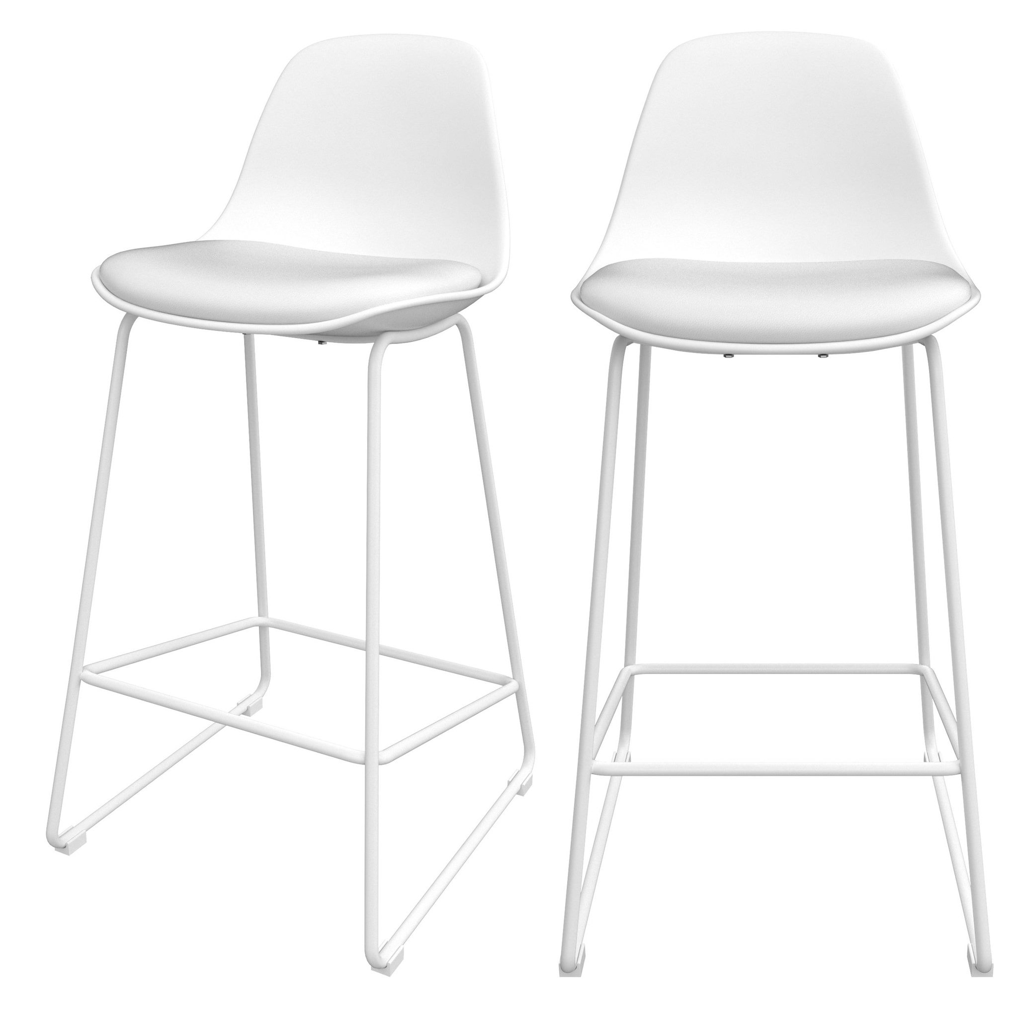 MAISON PAVANE Lot de 2 chaises pour îlot central 65 cm blanches-leni