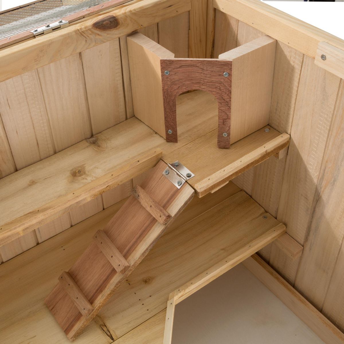 tectake Cage pour rongeurs en bois marron