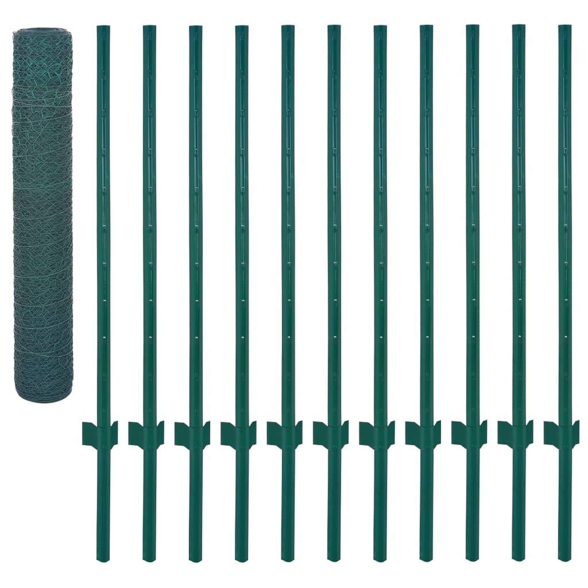 Voir la diapositive 3 : VIDAXL Cloture en grillage metallique avec poteaux Acier 25x1 m Vert