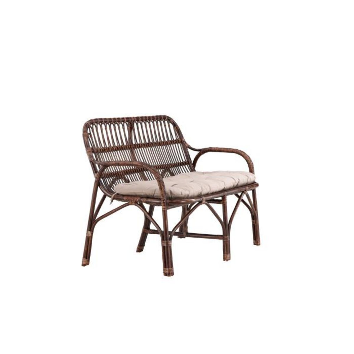 Paris Prix Canapé de Jardin 2 Places en Rotin  Nella  129cm Noyer