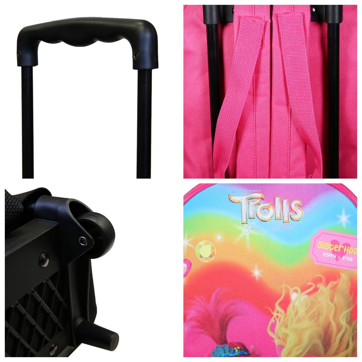 Bagtrotter Sac à dos à roulettes 32 cm maternelle Les Trolls Rose