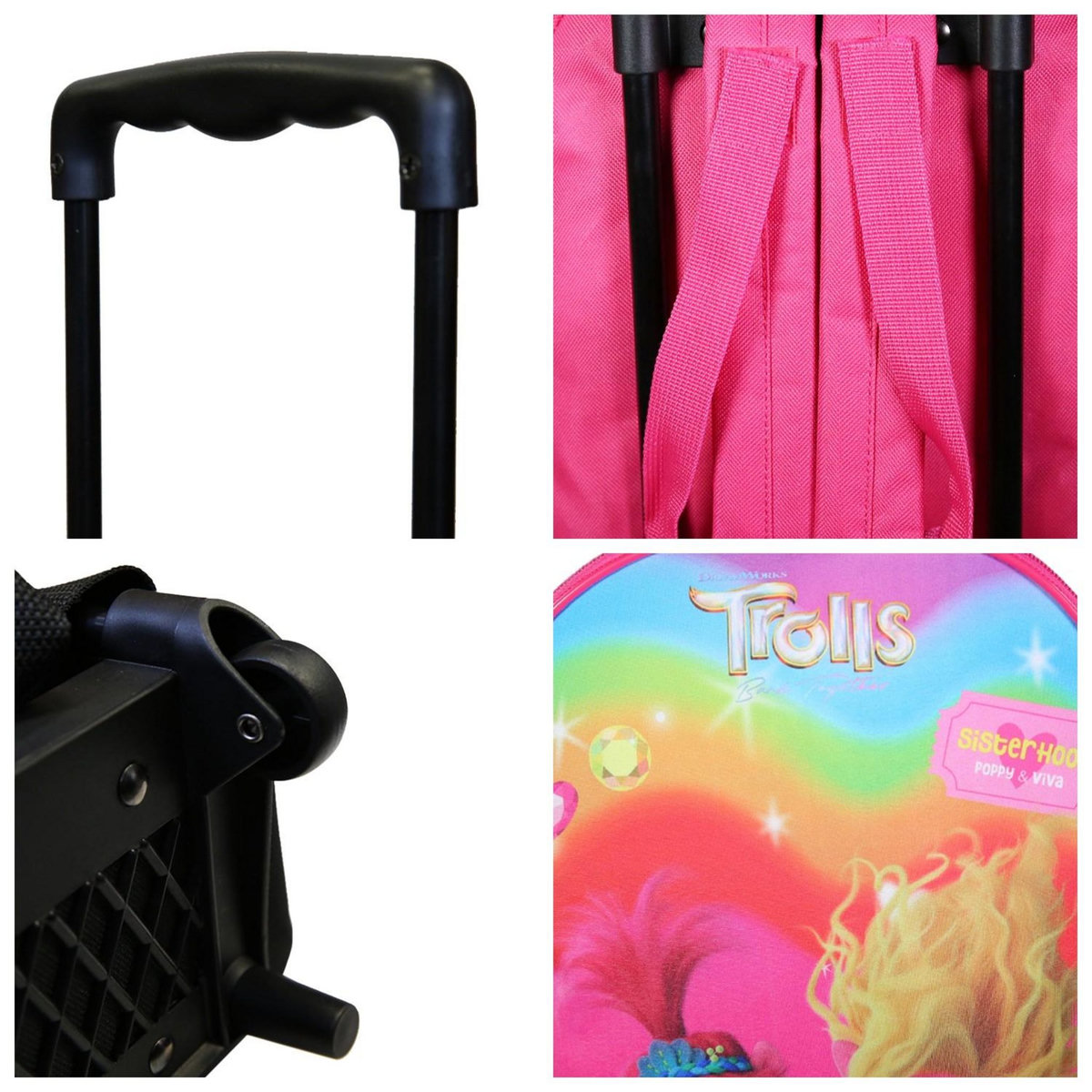 Bagtrotter Sac à dos à roulettes 32 cm maternelle Les Trolls Rose