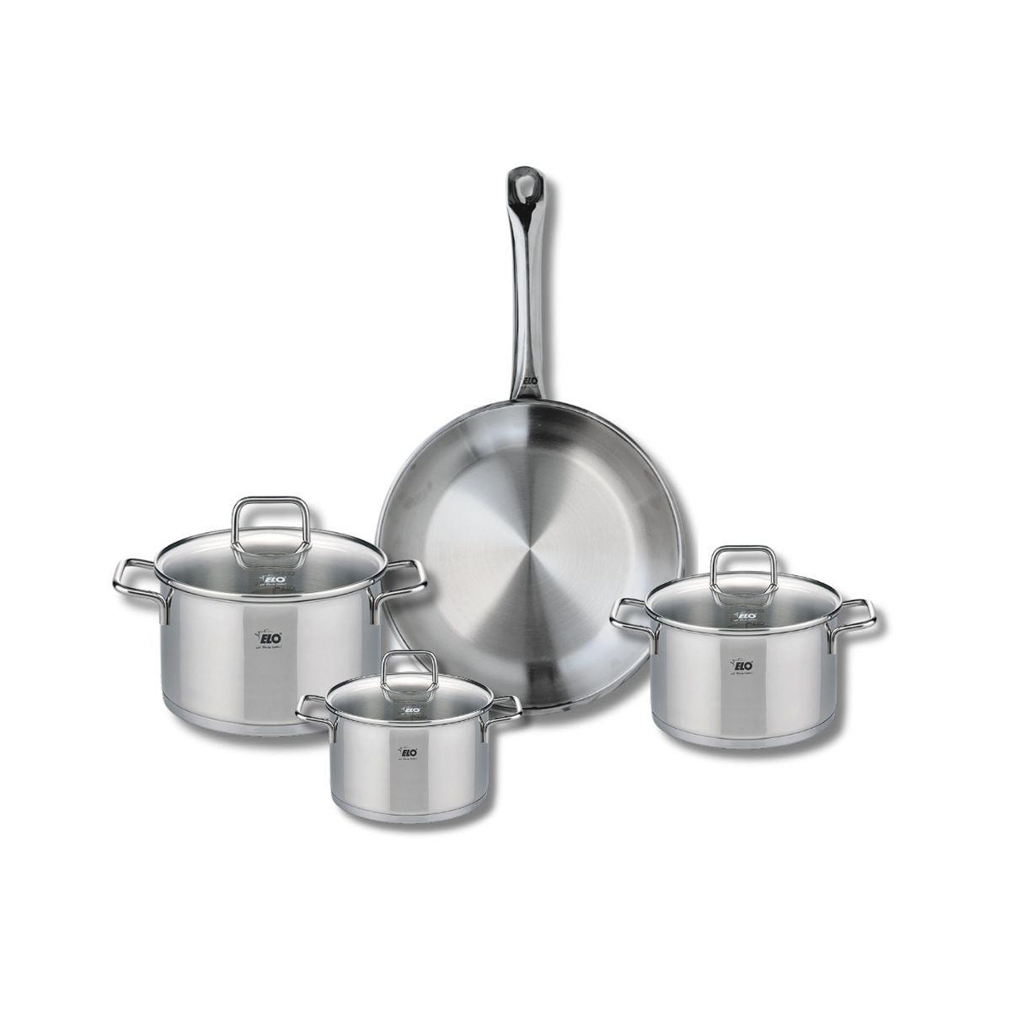 ELO Ensemble de 1 poêle de cuisson 28 cm et 3 faitouts 14, 16 et 20 cm elo profi citrin