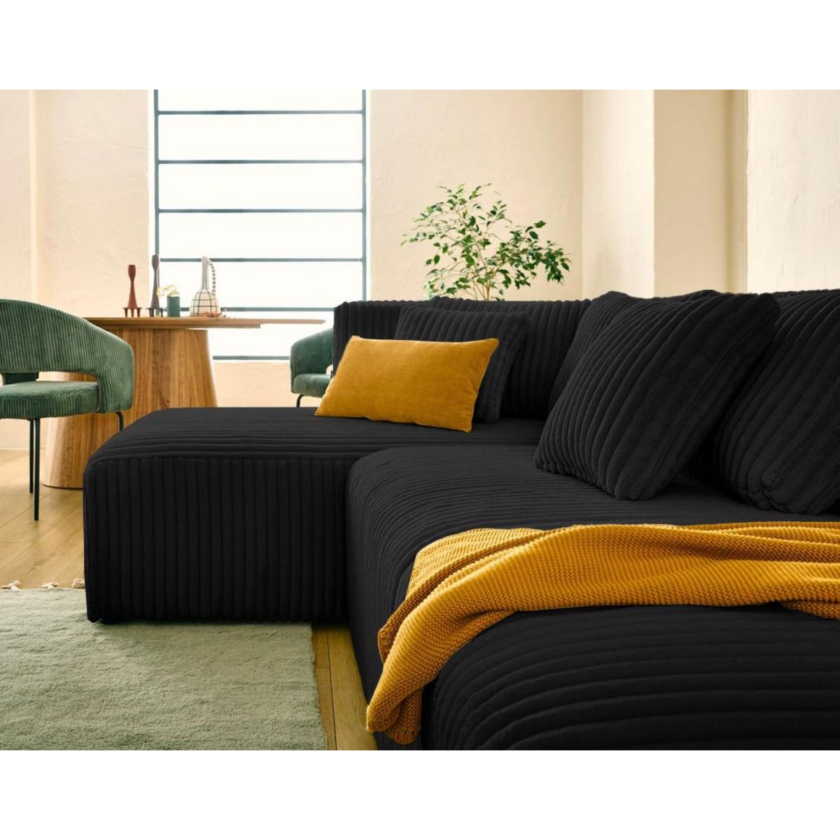 LISA DESIGN Victoire - canapé modulable d'angle gauche 4 places en velours côtelé grosses côtes