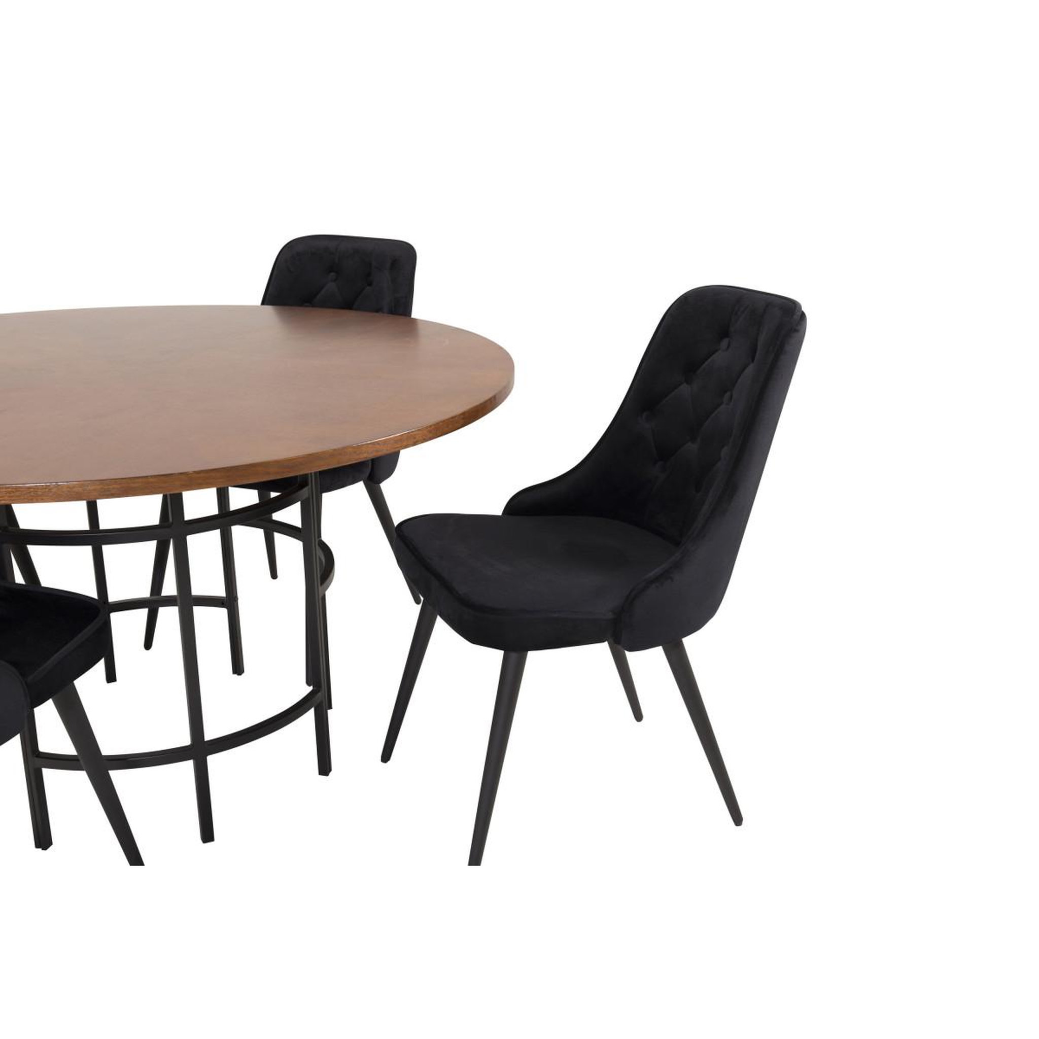 Voir la diapositive 3 : Paris Prix Ensemble table à manger & 4 chaises  copenhagen & velvet deluxe  140cm noir & marron