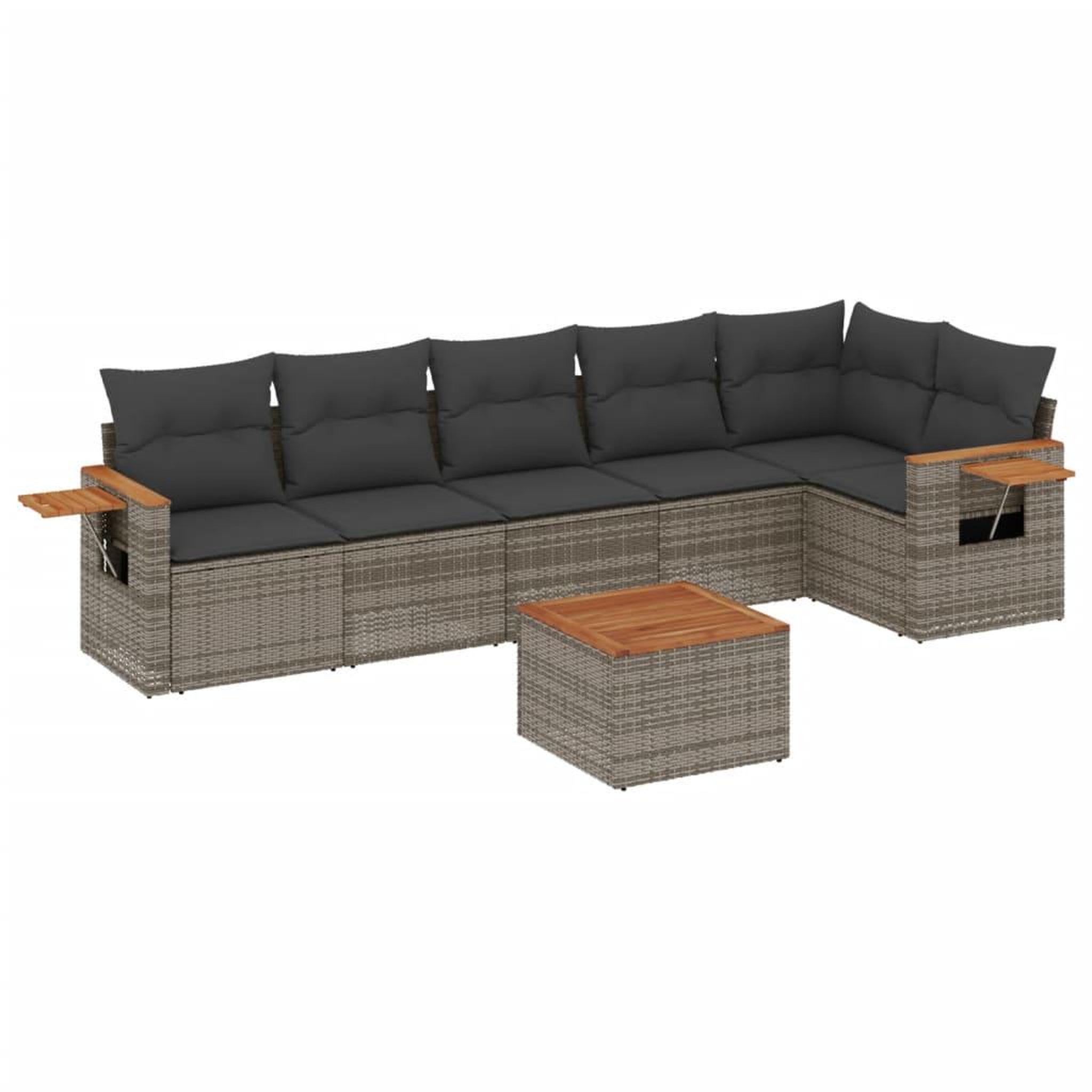 Voir la diapositive 2 : VIDAXL Salon de jardin avec coussins 7 pcs gris resine tressee