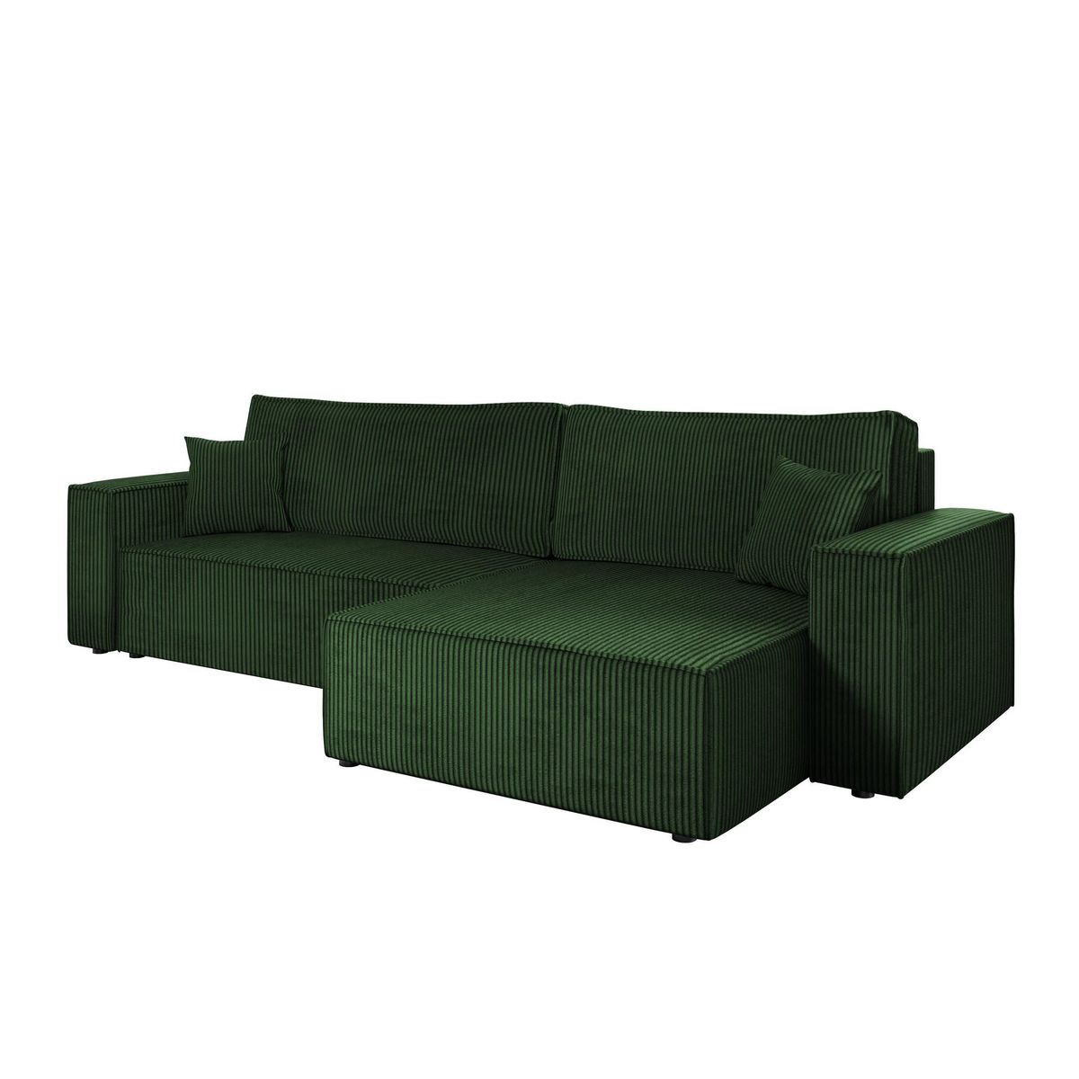 BEST MOBILIER Cezanne - canapé d'angle réversible 5 places convertible avec coffre en velours côtelé